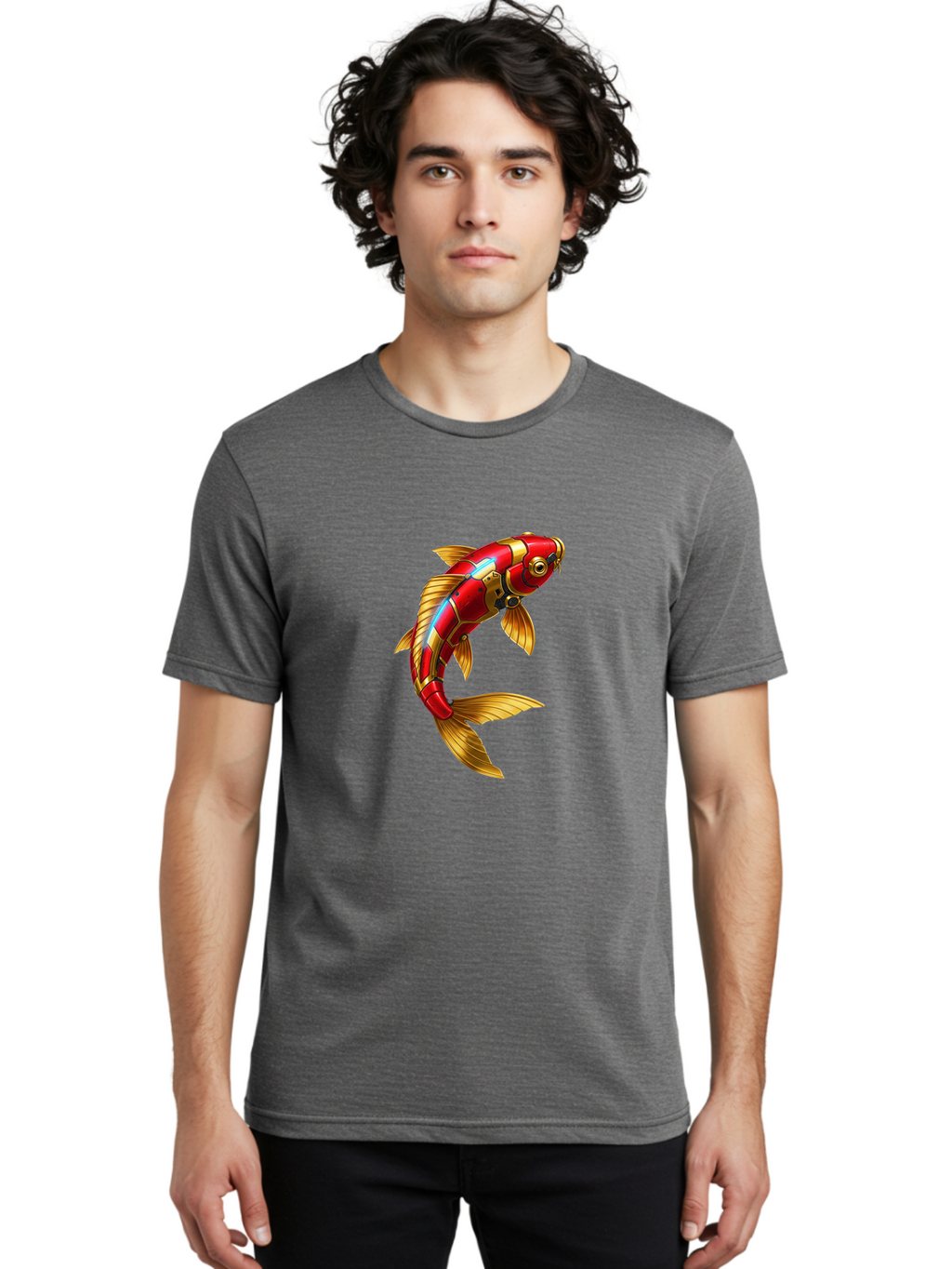 Red-Koi-Fish-Robot Men'S Graphic Tee, 100% Cotton, Comfortable Casual Summer Wear, Machine Washable, Vintage Camera, Old Camera, Antique Camera, Black Camera, Classic Photography, Photography Equipment, Nostalgic Device, Film Camera, Baf456