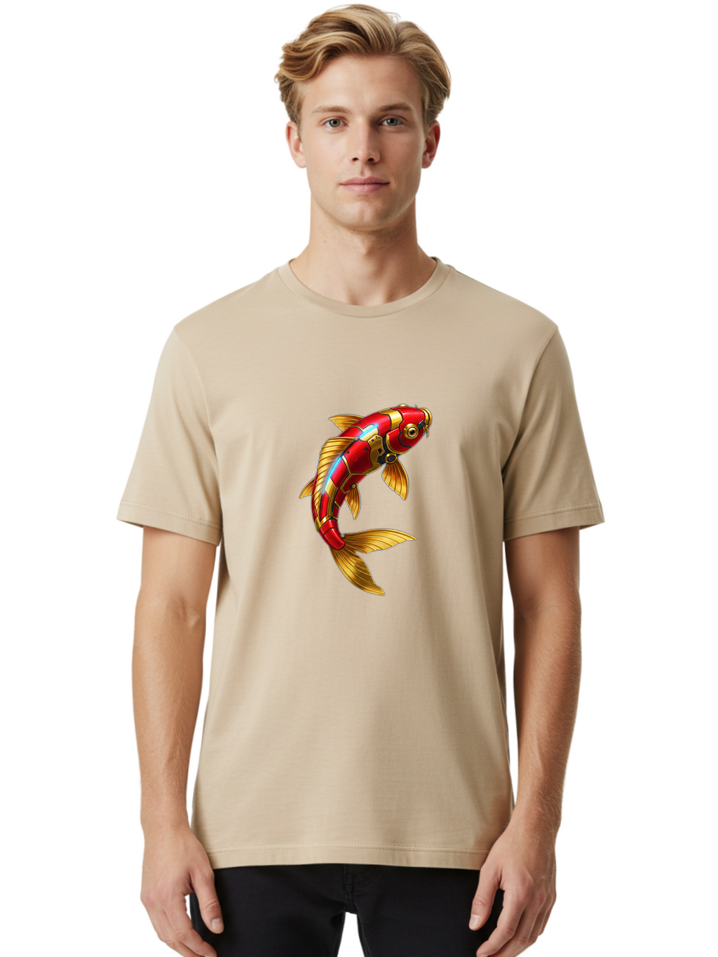 Red-Koi-Fish-Robot Men'S Graphic Tee, 100% Cotton, Comfortable Casual Summer Wear, Machine Washable, Vintage Camera, Old Camera, Antique Camera, Black Camera, Classic Photography, Photography Equipment, Nostalgic Device, Film Camera, Baf456