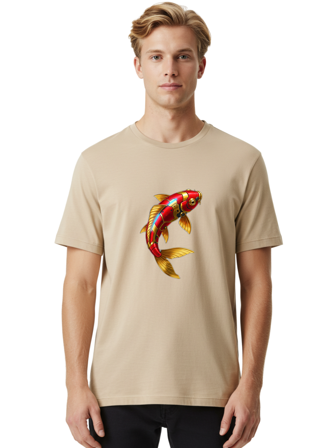 Red-Koi-Fish-Robot Men'S Graphic Tee, 100% Cotton, Comfortable Casual Summer Wear, Machine Washable, Vintage Camera, Old Camera, Antique Camera, Black Camera, Classic Photography, Photography Equipment, Nostalgic Device, Film Camera, Baf456