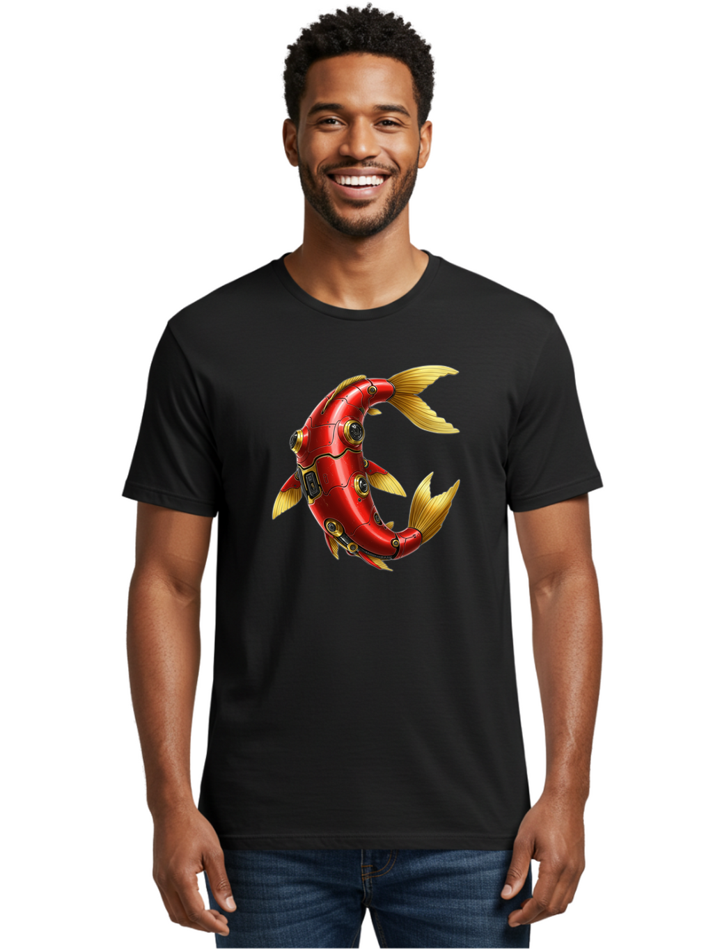 Red-Mechanical-Fish-1 Men'S Graphic Tee, 100% Cotton, Comfortable Casual Summer Wear, Machine Washable, Vintage Camera, Old Camera, Antique Camera, Black Camera, Classic Photography, Photography Equipment, Nostalgic Device, Film Camera, Baf457