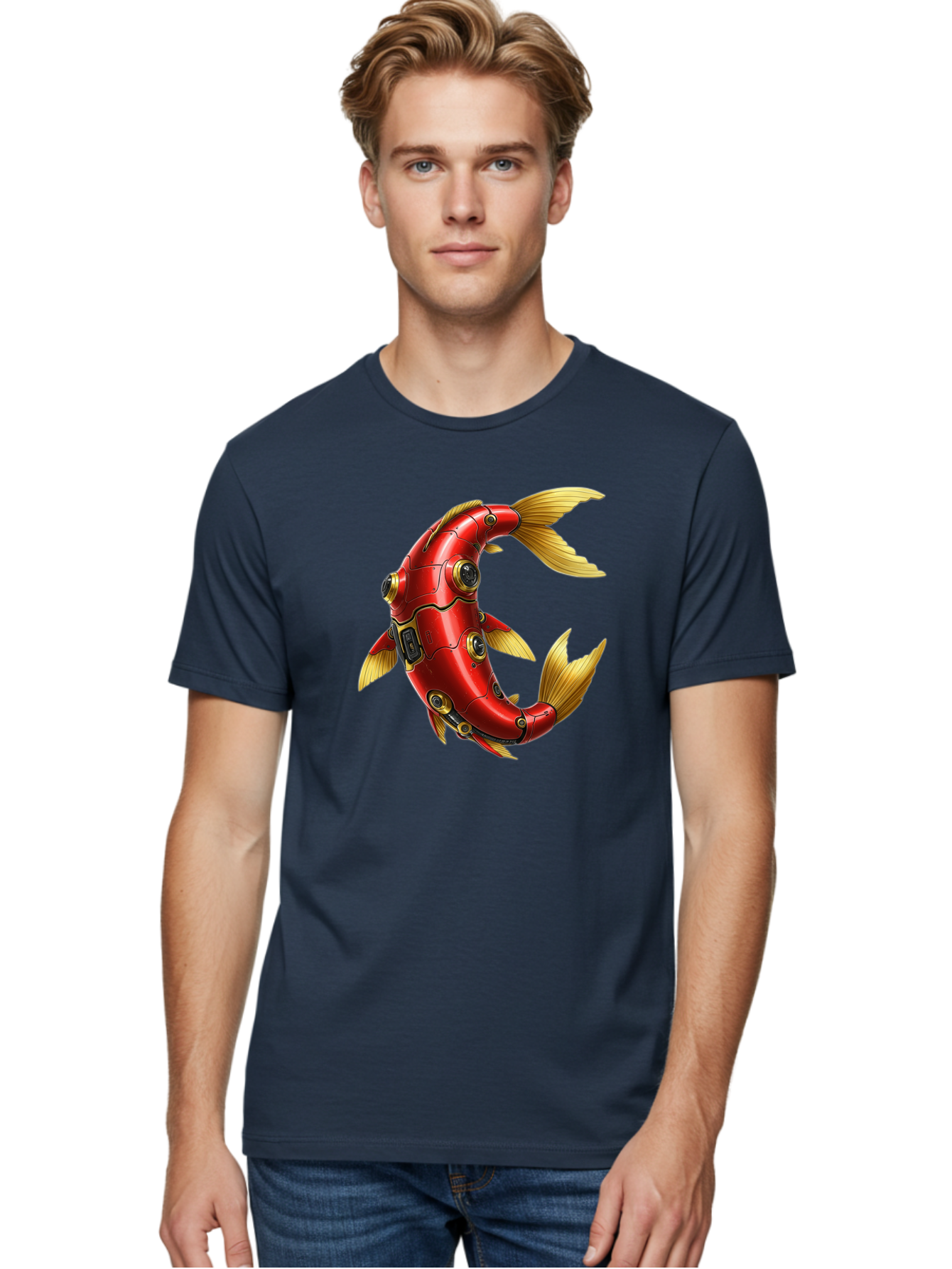 Red-Mechanical-Fish-1 Men'S Graphic Tee, 100% Cotton, Comfortable Casual Summer Wear, Machine Washable, Vintage Camera, Old Camera, Antique Camera, Black Camera, Classic Photography, Photography Equipment, Nostalgic Device, Film Camera, Baf457
