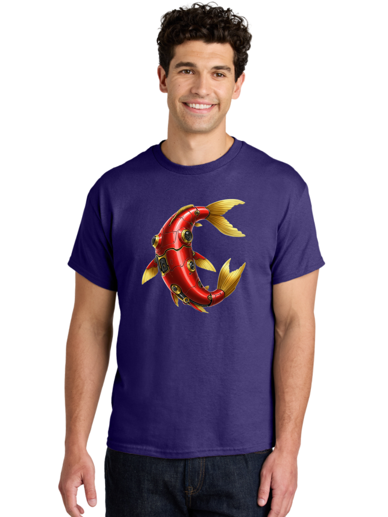 Red-Mechanical-Fish-1 Men'S Graphic Tee, 100% Cotton, Comfortable Casual Summer Wear, Machine Washable, Vintage Camera, Old Camera, Antique Camera, Black Camera, Classic Photography, Photography Equipment, Nostalgic Device, Film Camera, Baf457