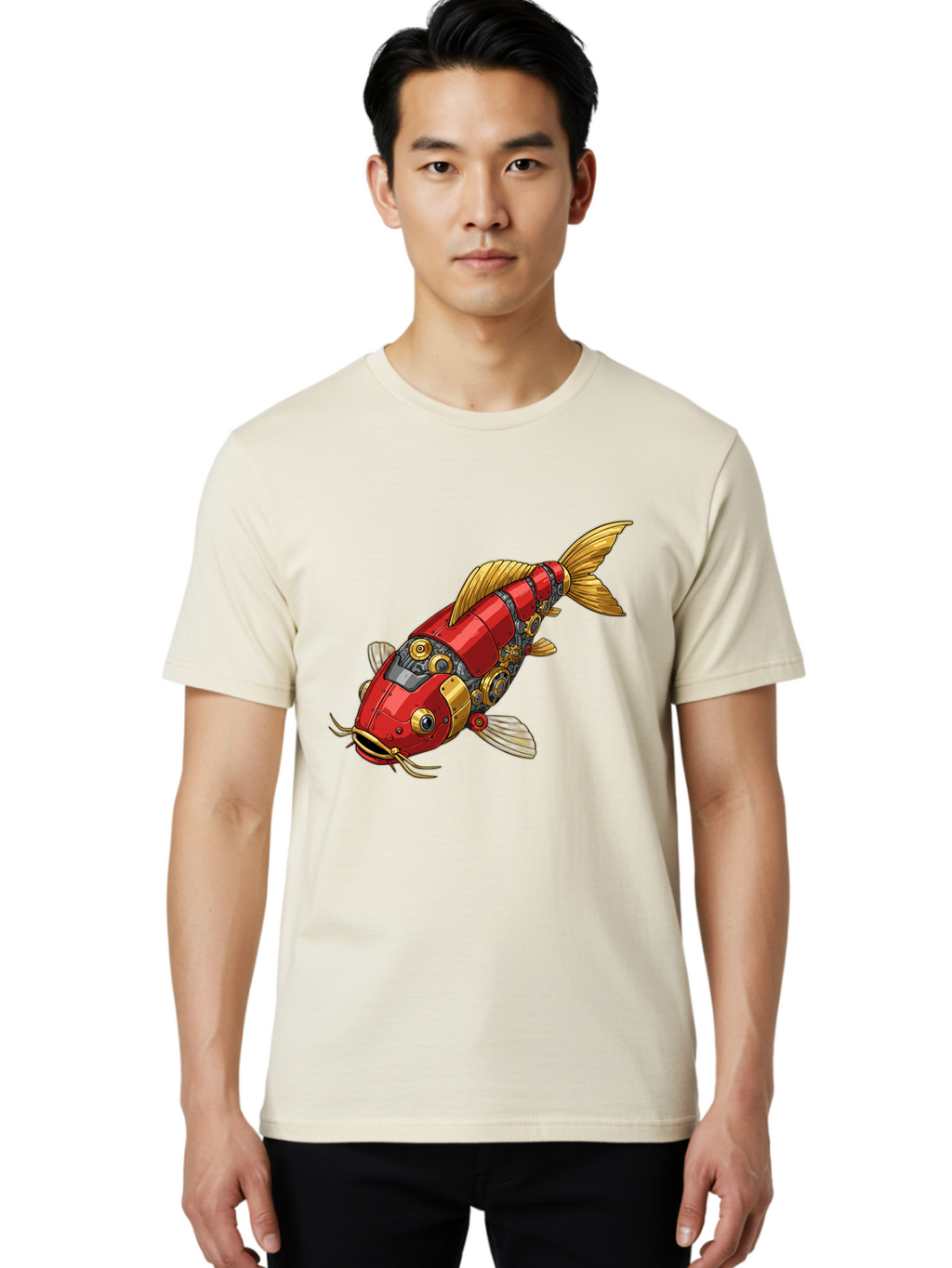 Red-Mechanical-Fish Men'S Graphic Tee, 100% Cotton, Comfortable Casual Summer Wear, Machine Washable, Vintage Camera, Old Camera, Antique Camera, Black Camera, Classic Photography, Photography Equipment, Nostalgic Device, Film Camera, Baf458