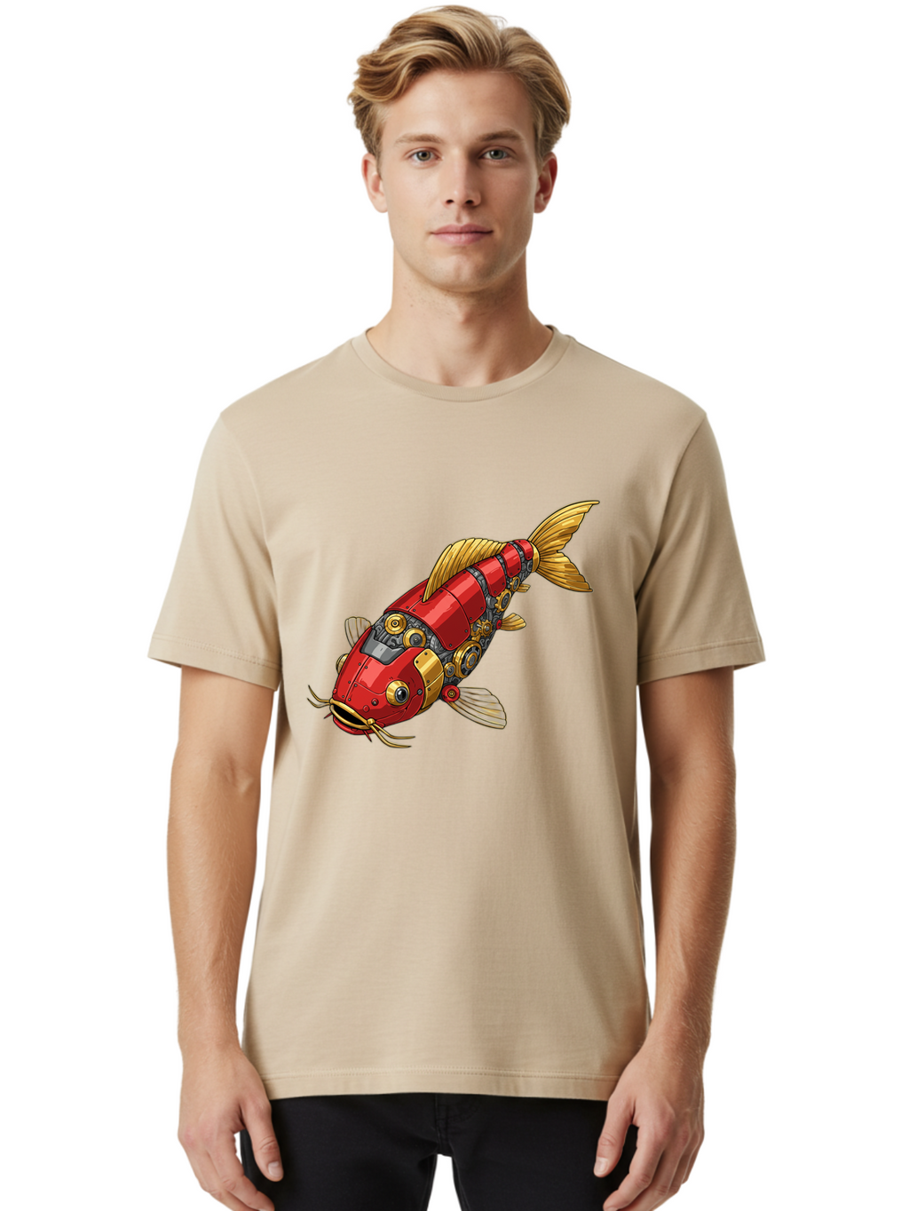 Red-Mechanical-Fish Men'S Graphic Tee, 100% Cotton, Comfortable Casual Summer Wear, Machine Washable, Vintage Camera, Old Camera, Antique Camera, Black Camera, Classic Photography, Photography Equipment, Nostalgic Device, Film Camera, Baf458