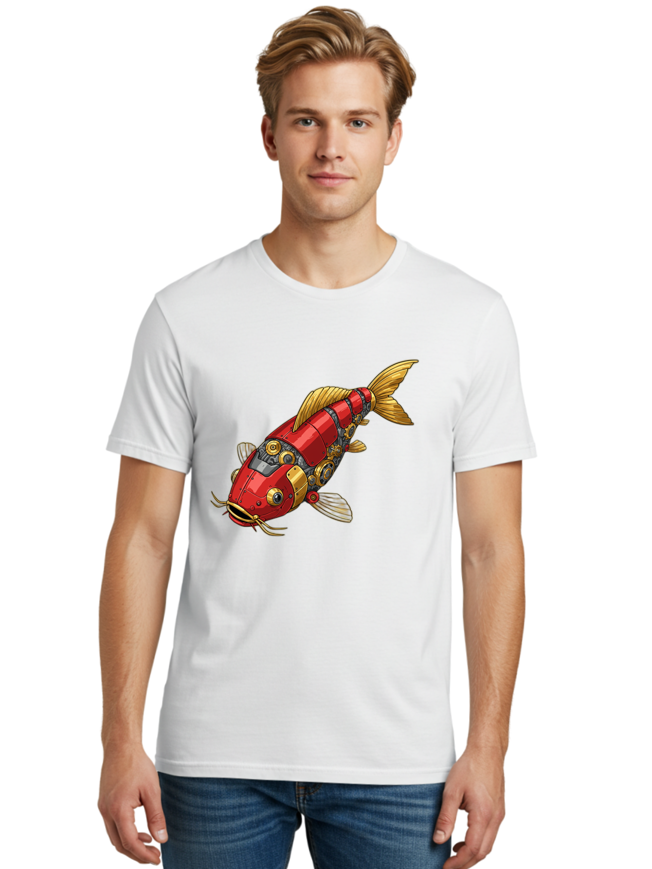 Red-Mechanical-Fish Men'S Graphic Tee, 100% Cotton, Comfortable Casual Summer Wear, Machine Washable, Vintage Camera, Old Camera, Antique Camera, Black Camera, Classic Photography, Photography Equipment, Nostalgic Device, Film Camera, Baf458