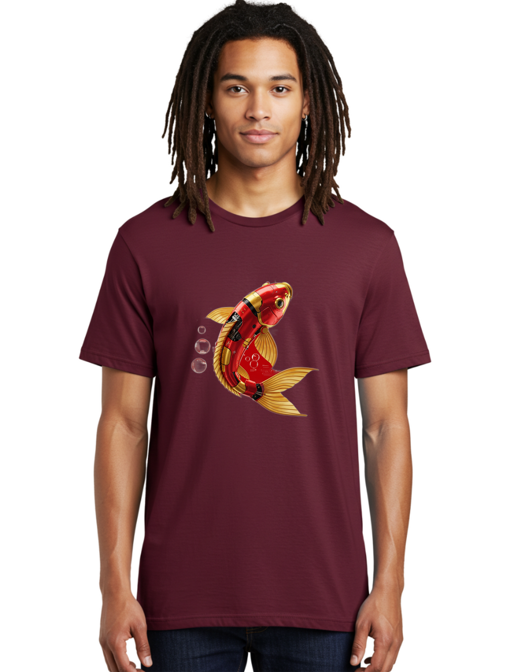 Red-Mechanical-Goldfish Men'S Graphic Tee, 100% Cotton, Comfortable Casual Summer Wear, Machine Washable, Vintage Camera, Old Camera, Antique Camera, Black Camera, Classic Photography, Photography Equipment, Nostalgic Device, Film Camera, Baf459