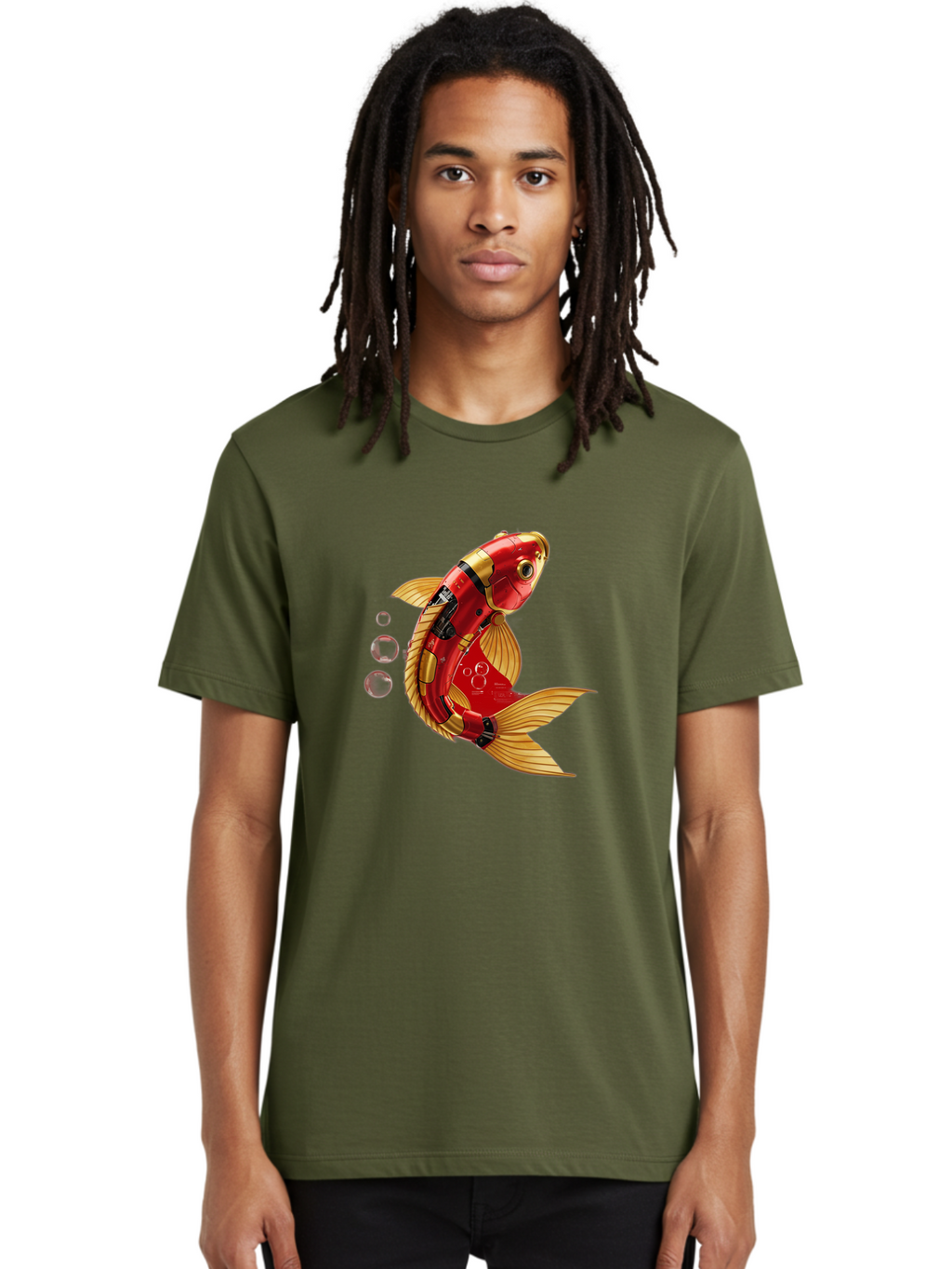 Red-Mechanical-Goldfish Men'S Graphic Tee, 100% Cotton, Comfortable Casual Summer Wear, Machine Washable, Vintage Camera, Old Camera, Antique Camera, Black Camera, Classic Photography, Photography Equipment, Nostalgic Device, Film Camera, Baf459