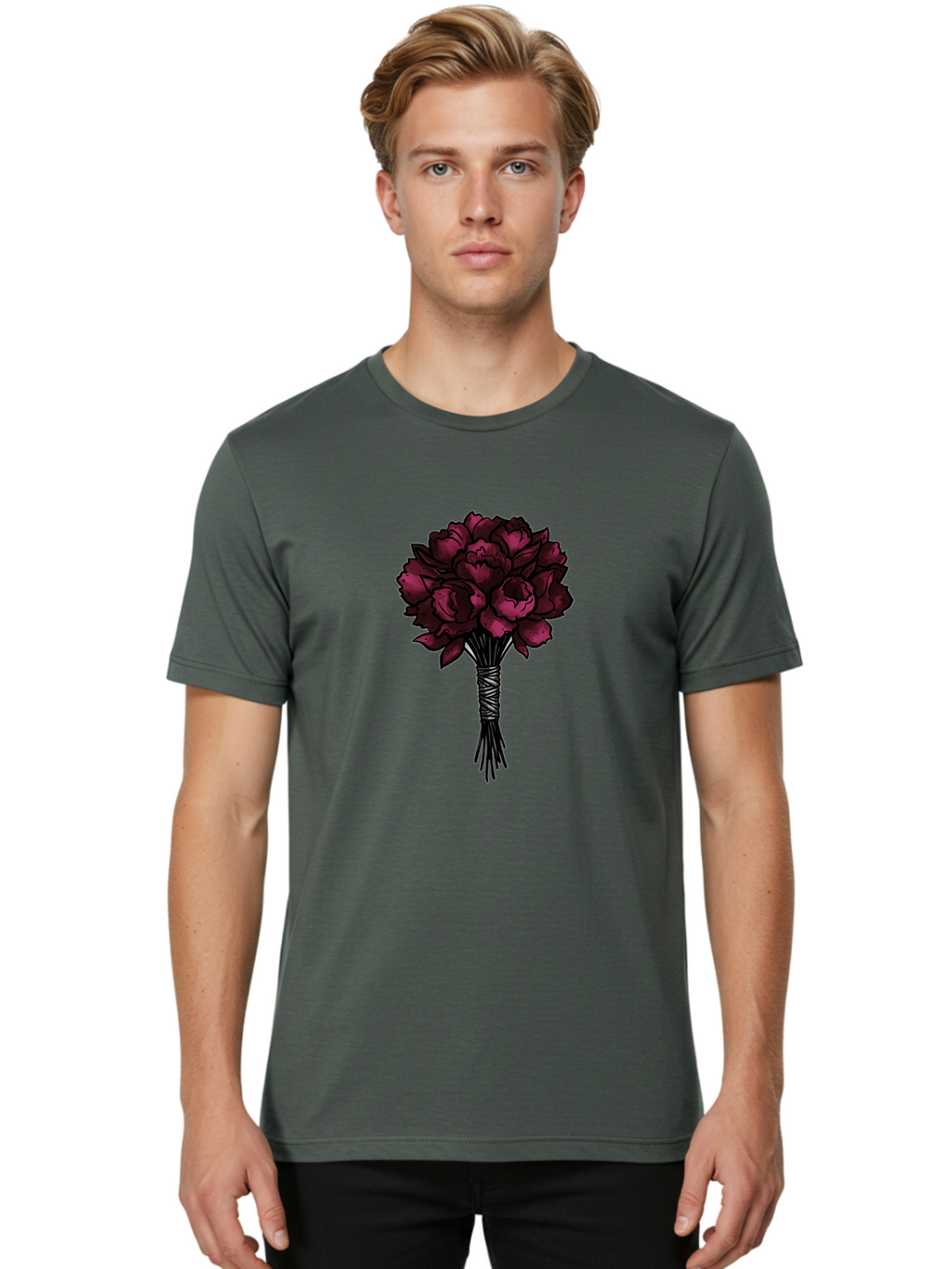 Red-Roses-Bouquet Men'S Graphic Tee, 100% Cotton, Comfortable Casual Summer Wear, Machine Washable, Vintage Camera, Old Camera, Antique Camera, Black Camera, Classic Photography, Photography Equipment, Nostalgic Device, Film Camera, Camera Art Baf460
