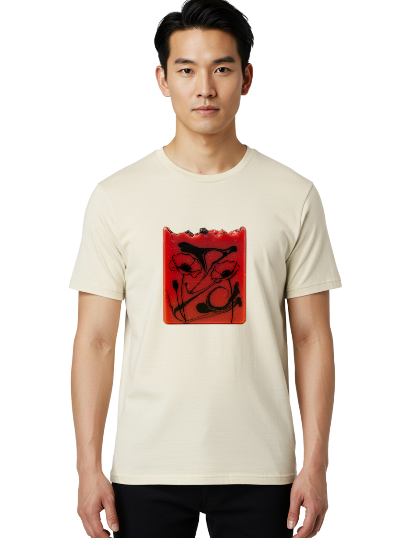 Red-Soap-With-Floral-Design Men'S Graphic Tee, 100% Cotton, Comfortable Casual Summer Wear, Machine Washable, Vintage Camera, Old Camera, Antique Camera, Black Camera, Classic Photography, Photography Equipment, Nostalgic Device, Film Camera, Baf461