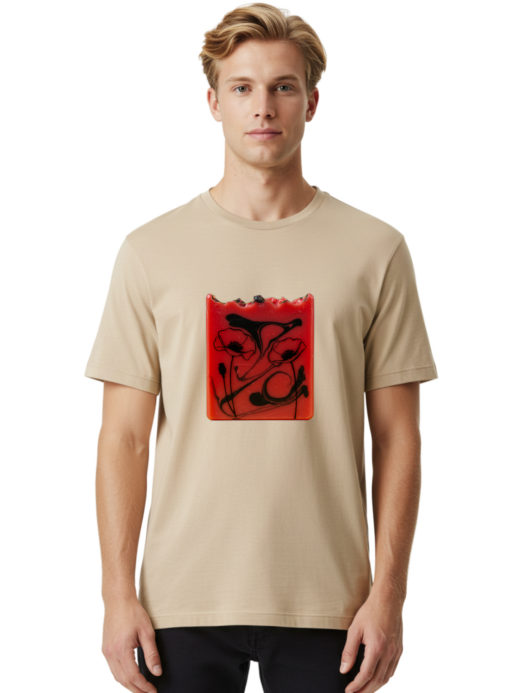 Red-Soap-With-Floral-Design Men'S Graphic Tee, 100% Cotton, Comfortable Casual Summer Wear, Machine Washable, Vintage Camera, Old Camera, Antique Camera, Black Camera, Classic Photography, Photography Equipment, Nostalgic Device, Film Camera, Baf461