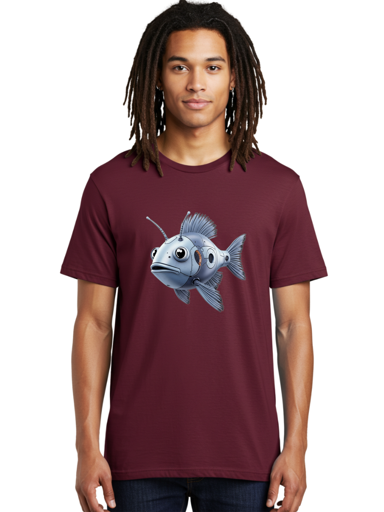 Robo-Fish-1 Men'S Graphic Tee, 100% Cotton, Comfortable Casual Summer Wear, Machine Washable, Vintage Camera, Old Camera, Antique Camera, Black Camera, Classic Photography, Photography Equipment, Nostalgic Device, Film Camera, Camera Art Baf464