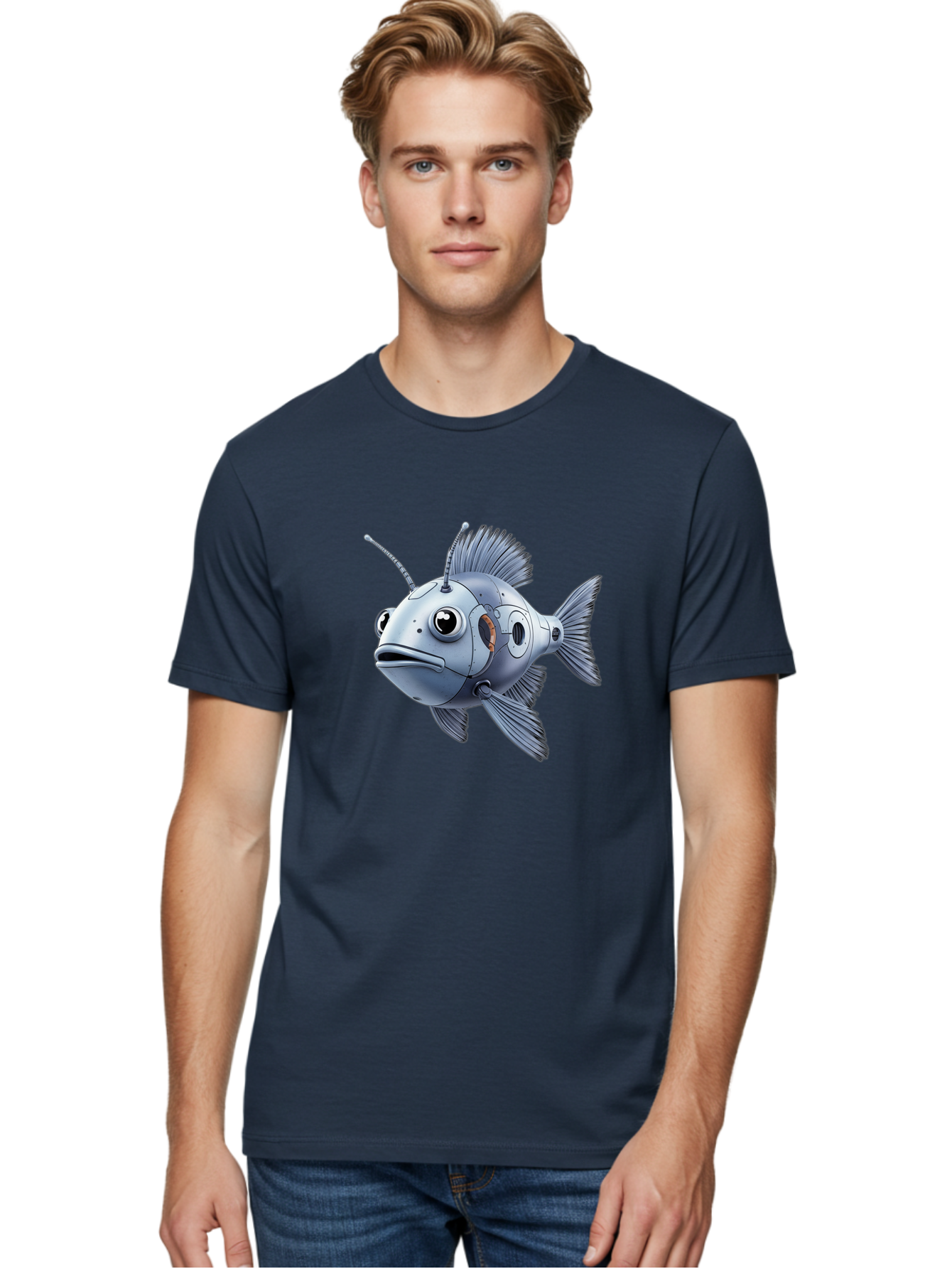 Robo-Fish-1 Men'S Graphic Tee, 100% Cotton, Comfortable Casual Summer Wear, Machine Washable, Vintage Camera, Old Camera, Antique Camera, Black Camera, Classic Photography, Photography Equipment, Nostalgic Device, Film Camera, Camera Art Baf464