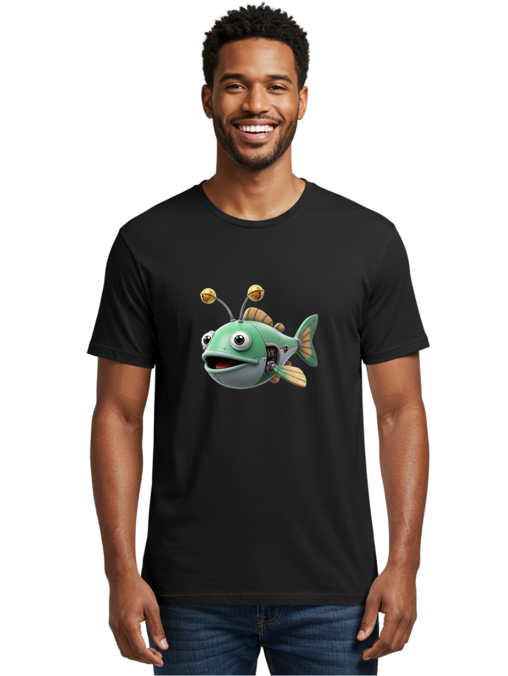Robo-Fish-2 Men'S Graphic Tee, 100% Cotton, Comfortable Casual Summer Wear, Machine Washable, Vintage Camera, Old Camera, Antique Camera, Black Camera, Classic Photography, Photography Equipment, Nostalgic Device, Film Camera, Camera Art Baf465