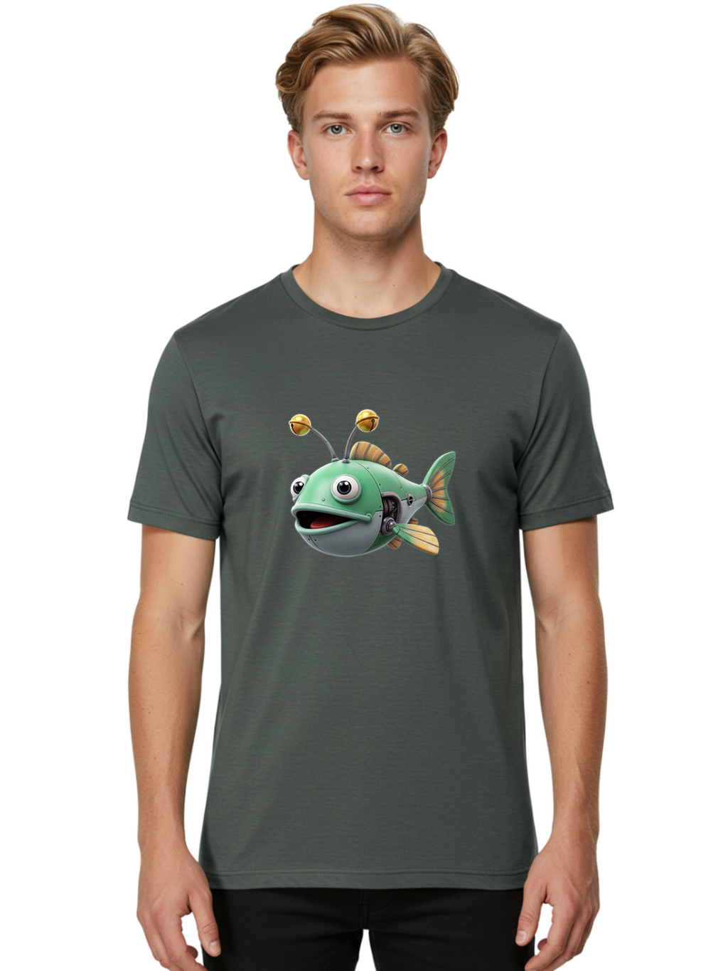 Robo-Fish-2 Men'S Graphic Tee, 100% Cotton, Comfortable Casual Summer Wear, Machine Washable, Vintage Camera, Old Camera, Antique Camera, Black Camera, Classic Photography, Photography Equipment, Nostalgic Device, Film Camera, Camera Art Baf465