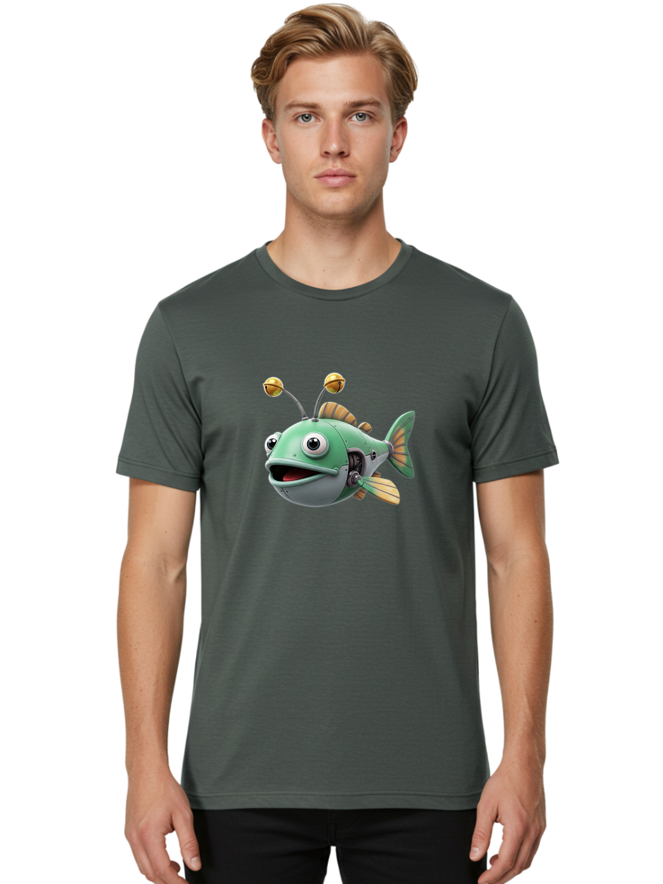 Robo-Fish-2 Men'S Graphic Tee, 100% Cotton, Comfortable Casual Summer Wear, Machine Washable, Vintage Camera, Old Camera, Antique Camera, Black Camera, Classic Photography, Photography Equipment, Nostalgic Device, Film Camera, Camera Art Baf465