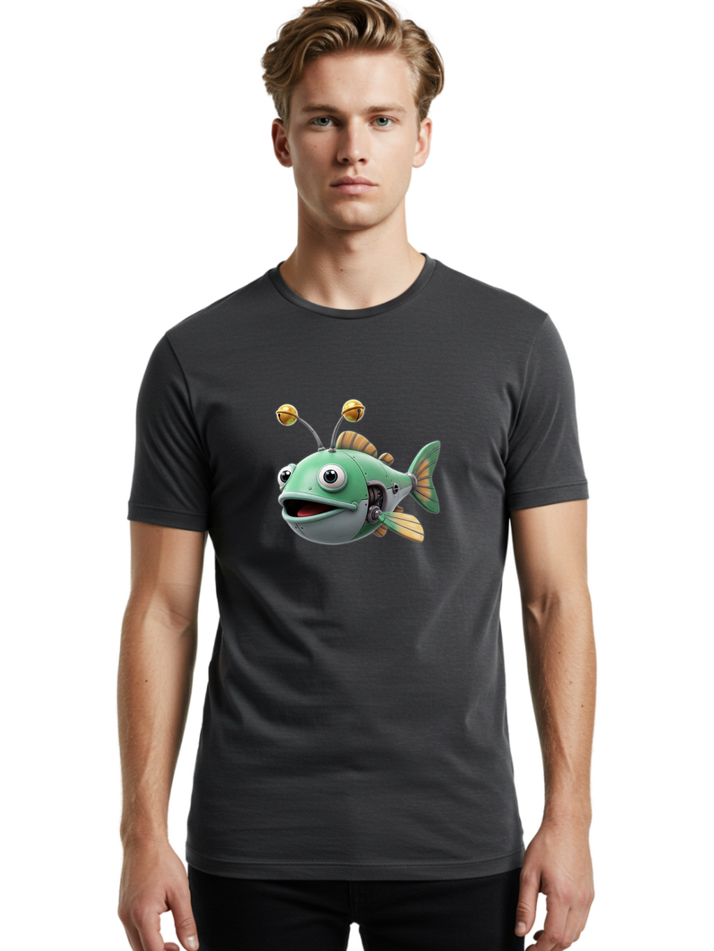 Robo-Fish-2 Men'S Graphic Tee, 100% Cotton, Comfortable Casual Summer Wear, Machine Washable, Vintage Camera, Old Camera, Antique Camera, Black Camera, Classic Photography, Photography Equipment, Nostalgic Device, Film Camera, Camera Art Baf465