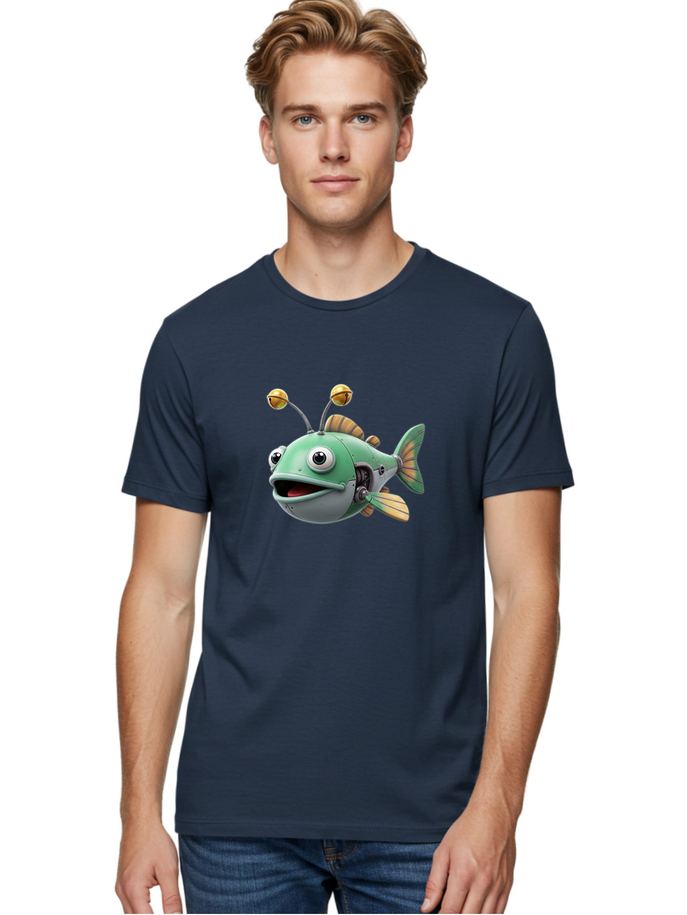 Robo-Fish-2 Men'S Graphic Tee, 100% Cotton, Comfortable Casual Summer Wear, Machine Washable, Vintage Camera, Old Camera, Antique Camera, Black Camera, Classic Photography, Photography Equipment, Nostalgic Device, Film Camera, Camera Art Baf465