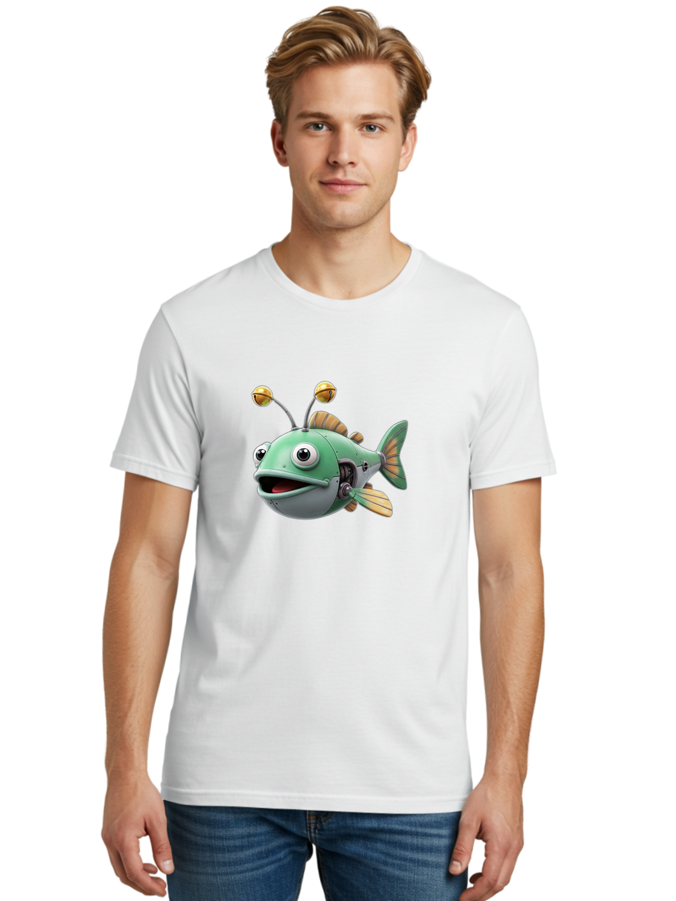Robo-Fish-2 Men'S Graphic Tee, 100% Cotton, Comfortable Casual Summer Wear, Machine Washable, Vintage Camera, Old Camera, Antique Camera, Black Camera, Classic Photography, Photography Equipment, Nostalgic Device, Film Camera, Camera Art Baf465