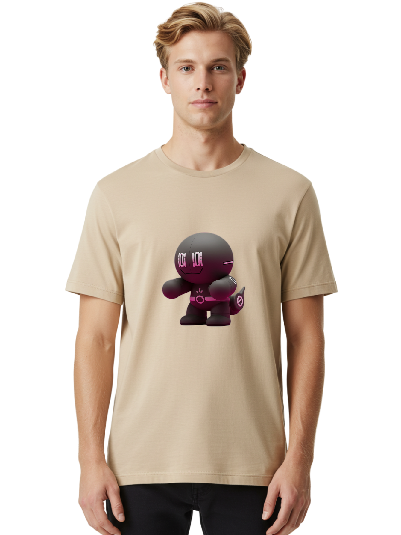 Robot-Character Men'S Graphic Tee, 100% Cotton, Comfortable Casual Summer Wear, Machine Washable, Vintage Camera, Old Camera, Antique Camera, Black Camera, Classic Photography, Photography Equipment, Nostalgic Device, Film Camera, Camera Art Baf468