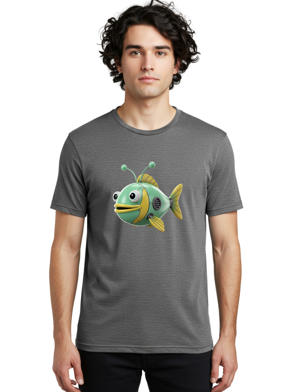 Robot-Fish-1 Men'S Graphic Tee, 100% Cotton, Comfortable Casual Summer Wear, Machine Washable, Vintage Camera, Old Camera, Antique Camera, Black Camera, Classic Photography, Photography Equipment, Nostalgic Device, Film Camera, Camera Art Baf469