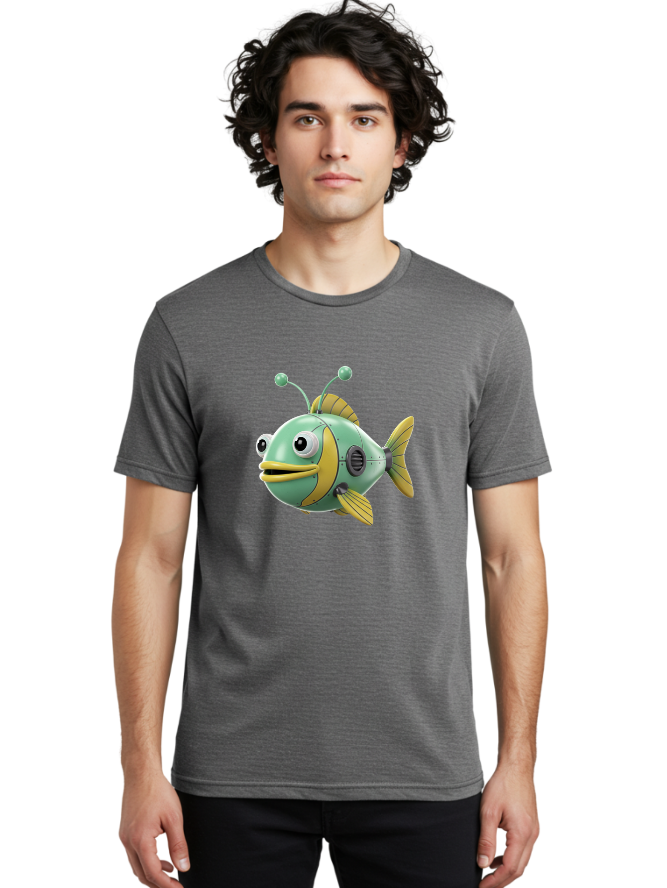 Robot-Fish-1 Men'S Graphic Tee, 100% Cotton, Comfortable Casual Summer Wear, Machine Washable, Vintage Camera, Old Camera, Antique Camera, Black Camera, Classic Photography, Photography Equipment, Nostalgic Device, Film Camera, Camera Art Baf469