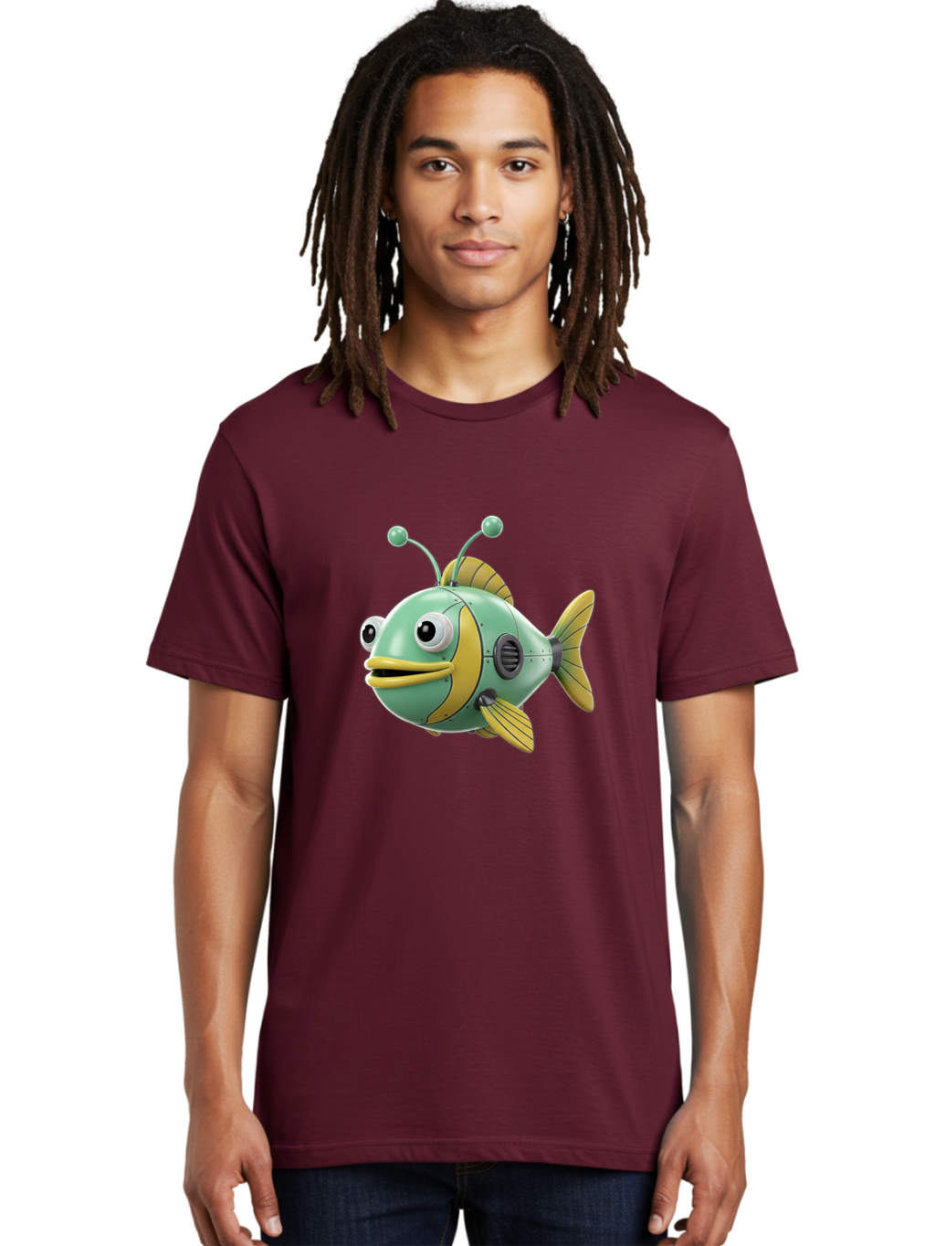 Robot-Fish-1 Men'S Graphic Tee, 100% Cotton, Comfortable Casual Summer Wear, Machine Washable, Vintage Camera, Old Camera, Antique Camera, Black Camera, Classic Photography, Photography Equipment, Nostalgic Device, Film Camera, Camera Art Baf469