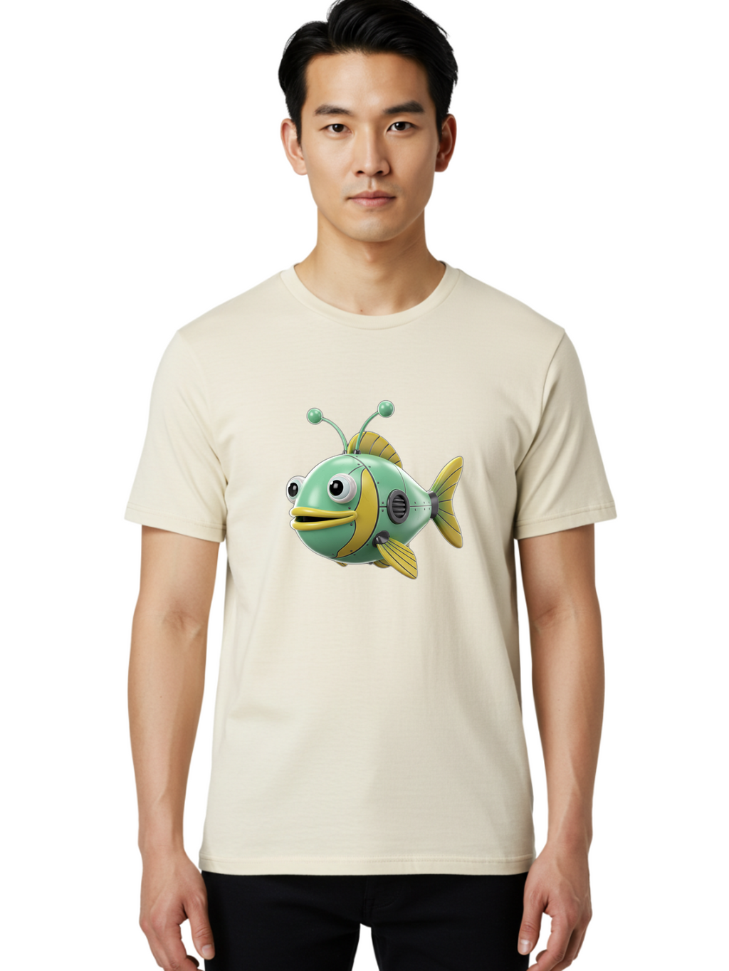 Robot-Fish-1 Men'S Graphic Tee, 100% Cotton, Comfortable Casual Summer Wear, Machine Washable, Vintage Camera, Old Camera, Antique Camera, Black Camera, Classic Photography, Photography Equipment, Nostalgic Device, Film Camera, Camera Art Baf469