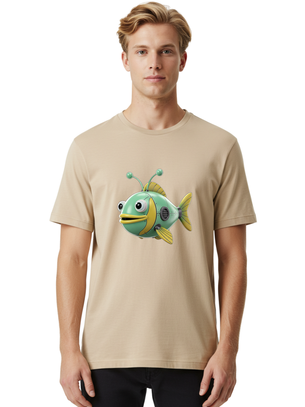 Robot-Fish-1 Men'S Graphic Tee, 100% Cotton, Comfortable Casual Summer Wear, Machine Washable, Vintage Camera, Old Camera, Antique Camera, Black Camera, Classic Photography, Photography Equipment, Nostalgic Device, Film Camera, Camera Art Baf469