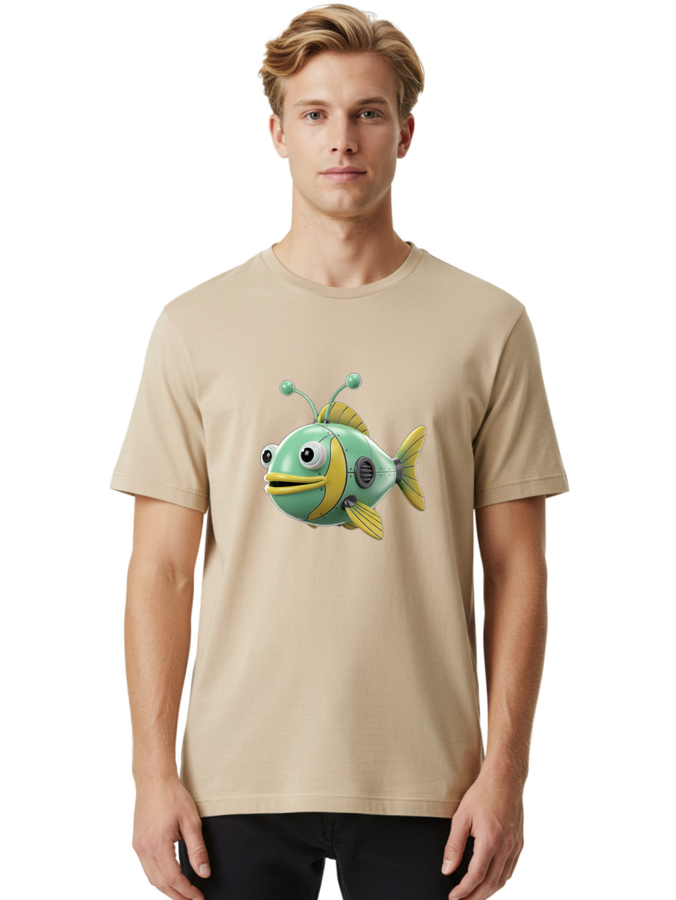 Robot-Fish-1 Men'S Graphic Tee, 100% Cotton, Comfortable Casual Summer Wear, Machine Washable, Vintage Camera, Old Camera, Antique Camera, Black Camera, Classic Photography, Photography Equipment, Nostalgic Device, Film Camera, Camera Art Baf469