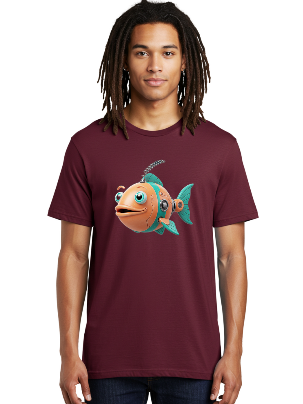Robot-Fish-2 Men'S Graphic Tee, 100% Cotton, Comfortable Casual Summer Wear, Machine Washable, Vintage Camera, Old Camera, Antique Camera, Black Camera, Classic Photography, Photography Equipment, Nostalgic Device, Film Camera, Camera Art Baf470