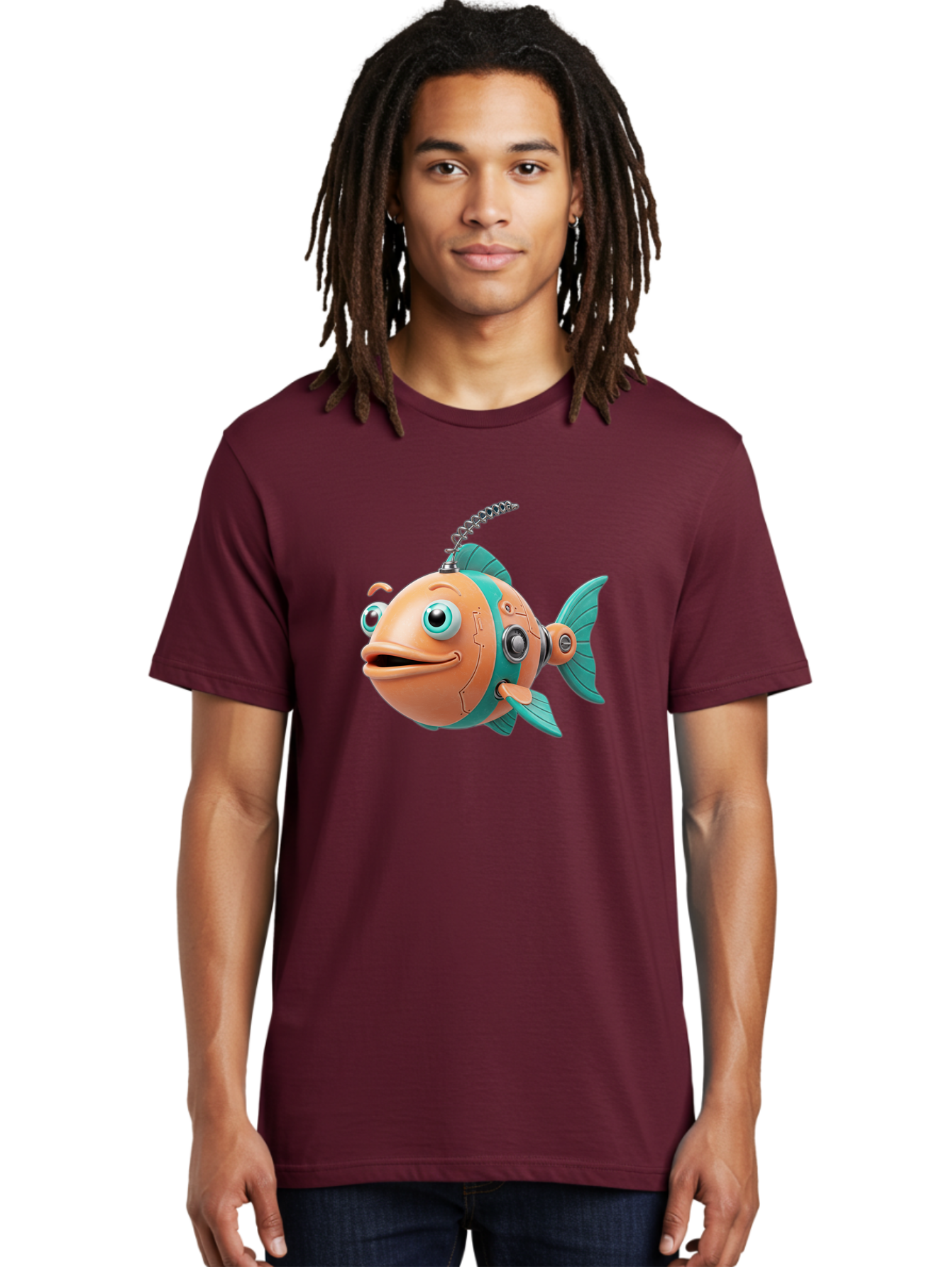 Robot-Fish-2 Men'S Graphic Tee, 100% Cotton, Comfortable Casual Summer Wear, Machine Washable, Vintage Camera, Old Camera, Antique Camera, Black Camera, Classic Photography, Photography Equipment, Nostalgic Device, Film Camera, Camera Art Baf470