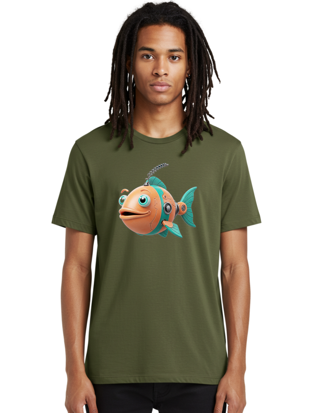 Robot-Fish-2 Men'S Graphic Tee, 100% Cotton, Comfortable Casual Summer Wear, Machine Washable, Vintage Camera, Old Camera, Antique Camera, Black Camera, Classic Photography, Photography Equipment, Nostalgic Device, Film Camera, Camera Art Baf470