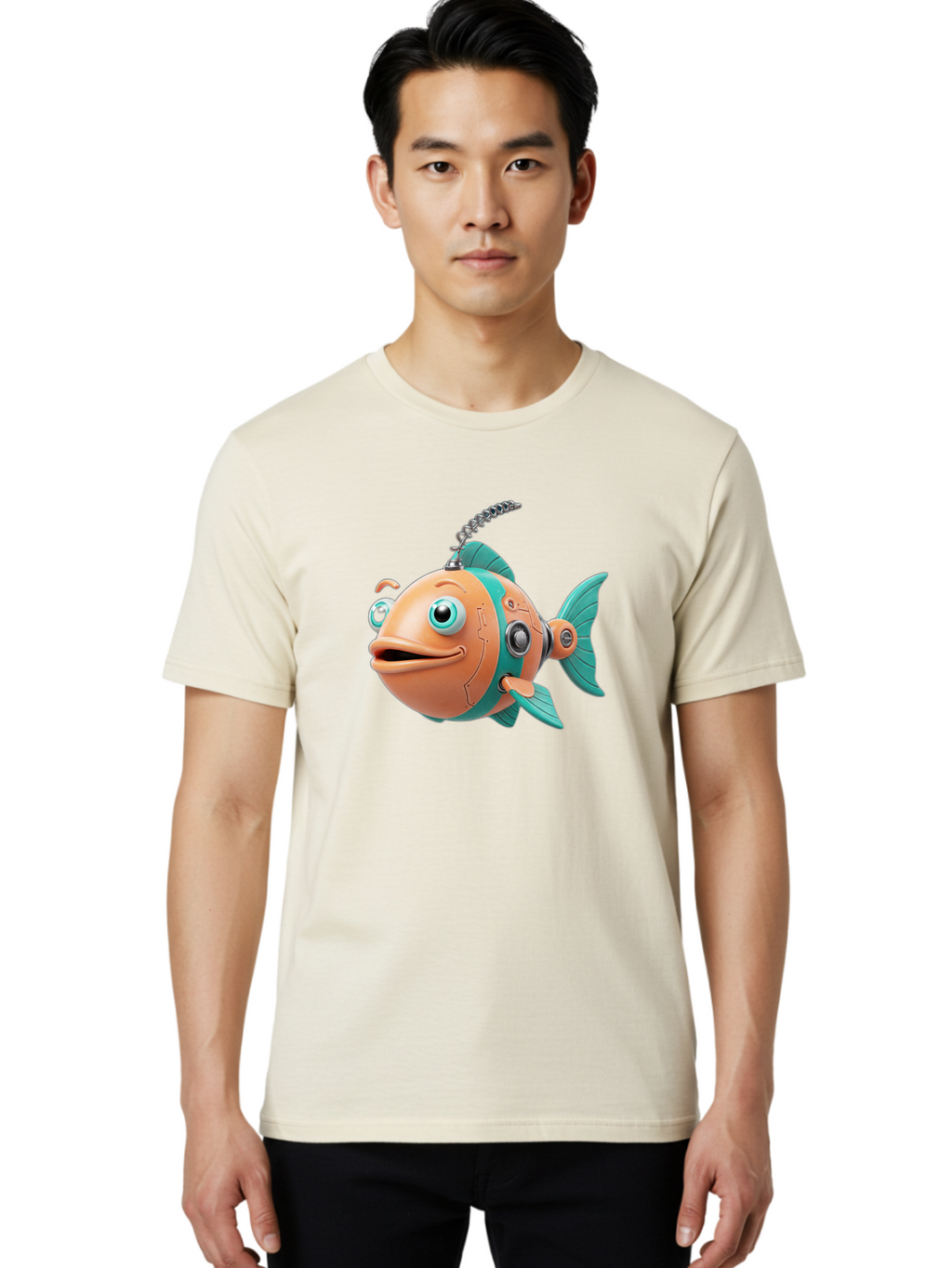Robot-Fish-2 Men'S Graphic Tee, 100% Cotton, Comfortable Casual Summer Wear, Machine Washable, Vintage Camera, Old Camera, Antique Camera, Black Camera, Classic Photography, Photography Equipment, Nostalgic Device, Film Camera, Camera Art Baf470
