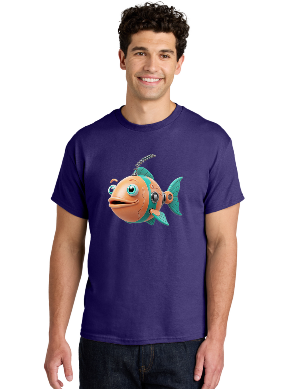 Robot-Fish-2 Men'S Graphic Tee, 100% Cotton, Comfortable Casual Summer Wear, Machine Washable, Vintage Camera, Old Camera, Antique Camera, Black Camera, Classic Photography, Photography Equipment, Nostalgic Device, Film Camera, Camera Art Baf470