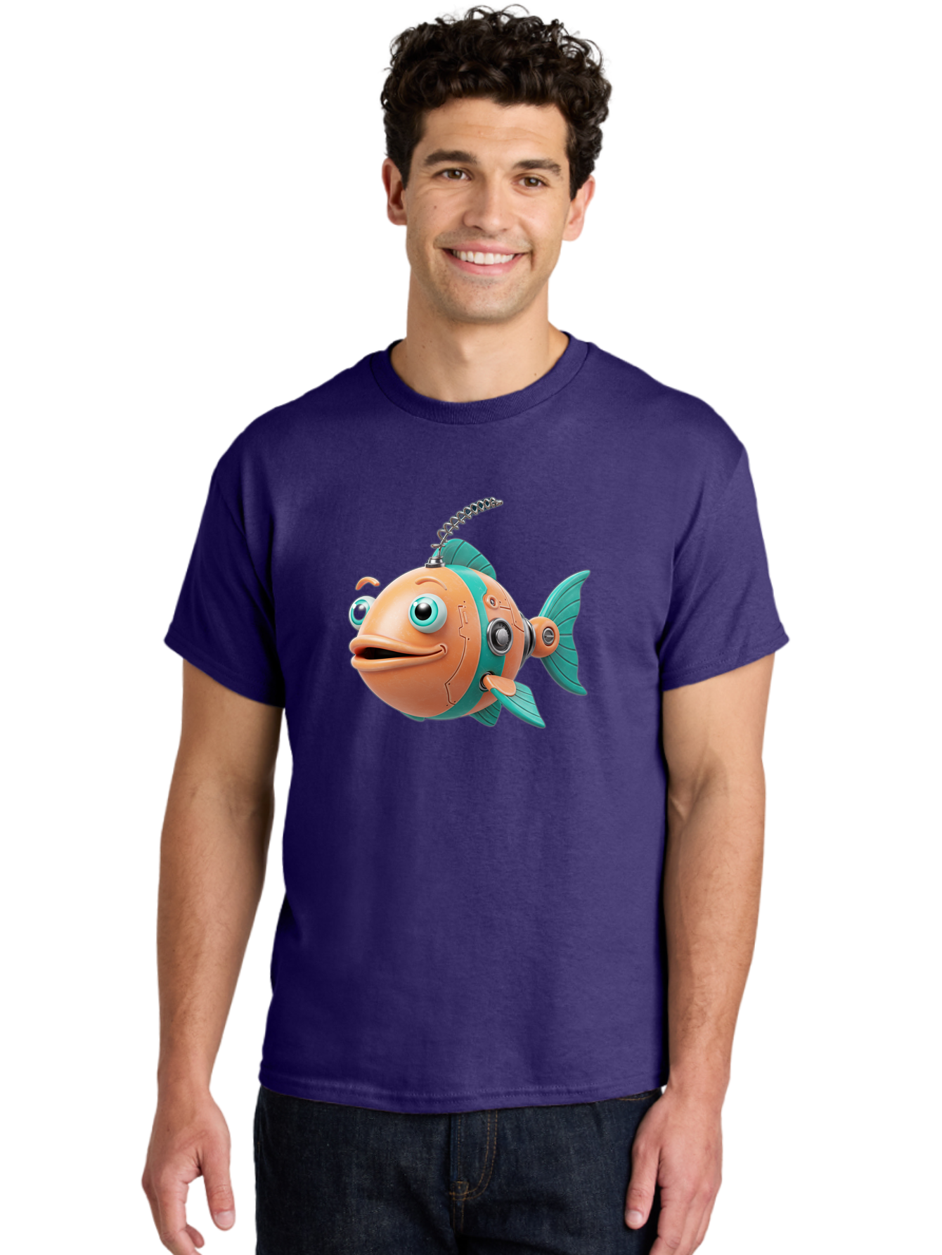 Robot-Fish-2 Men'S Graphic Tee, 100% Cotton, Comfortable Casual Summer Wear, Machine Washable, Vintage Camera, Old Camera, Antique Camera, Black Camera, Classic Photography, Photography Equipment, Nostalgic Device, Film Camera, Camera Art Baf470