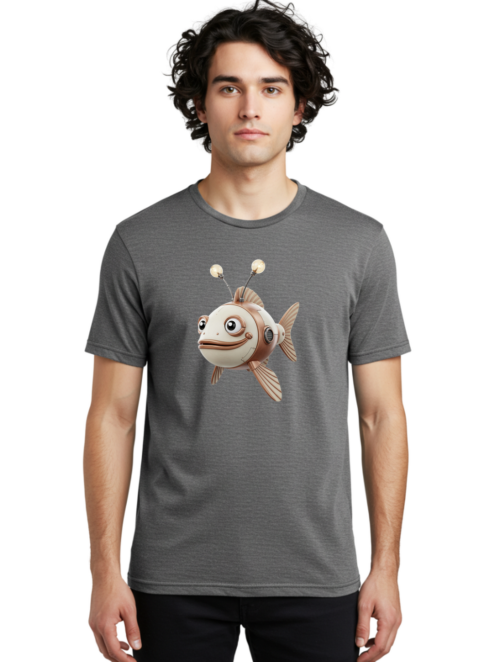 Robot-Fish-3 Men'S Graphic Tee, 100% Cotton, Comfortable Casual Summer Wear, Machine Washable, Vintage Camera, Old Camera, Antique Camera, Black Camera, Classic Photography, Photography Equipment, Nostalgic Device, Film Camera, Camera Art Baf471