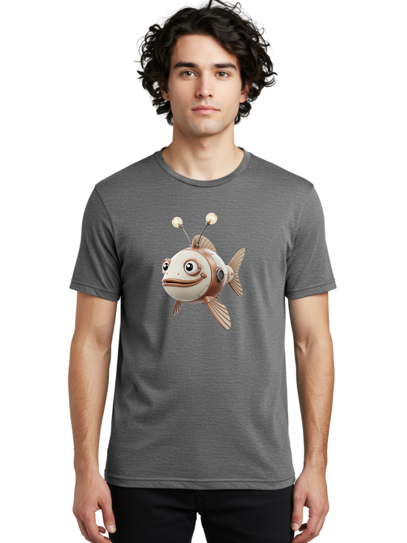 Robot-Fish-3 Men'S Graphic Tee, 100% Cotton, Comfortable Casual Summer Wear, Machine Washable, Vintage Camera, Old Camera, Antique Camera, Black Camera, Classic Photography, Photography Equipment, Nostalgic Device, Film Camera, Camera Art Baf471