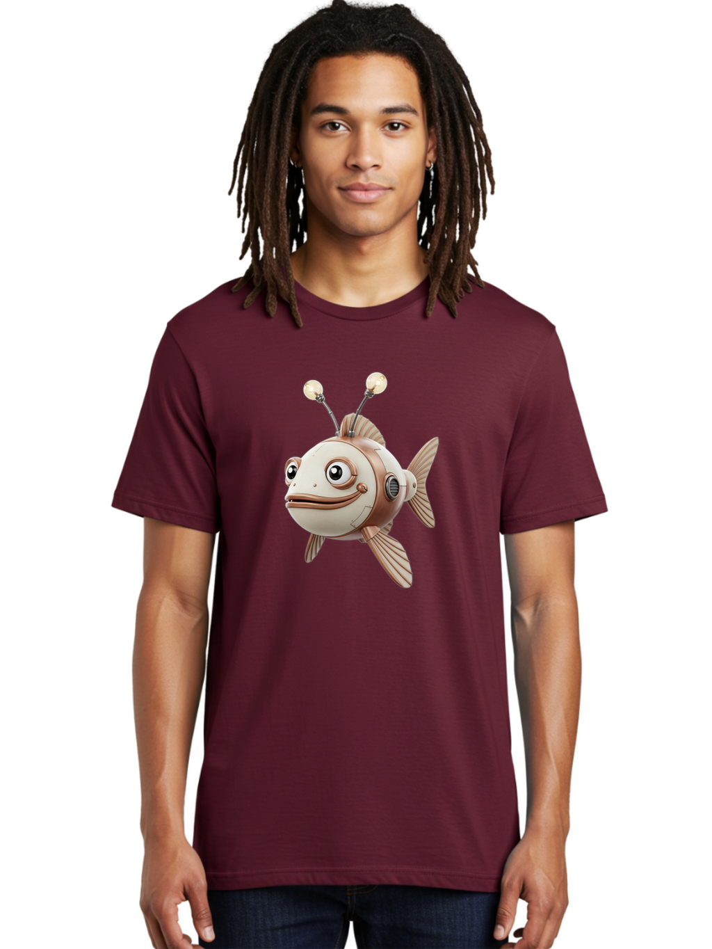 Robot-Fish-3 Men'S Graphic Tee, 100% Cotton, Comfortable Casual Summer Wear, Machine Washable, Vintage Camera, Old Camera, Antique Camera, Black Camera, Classic Photography, Photography Equipment, Nostalgic Device, Film Camera, Camera Art Baf471