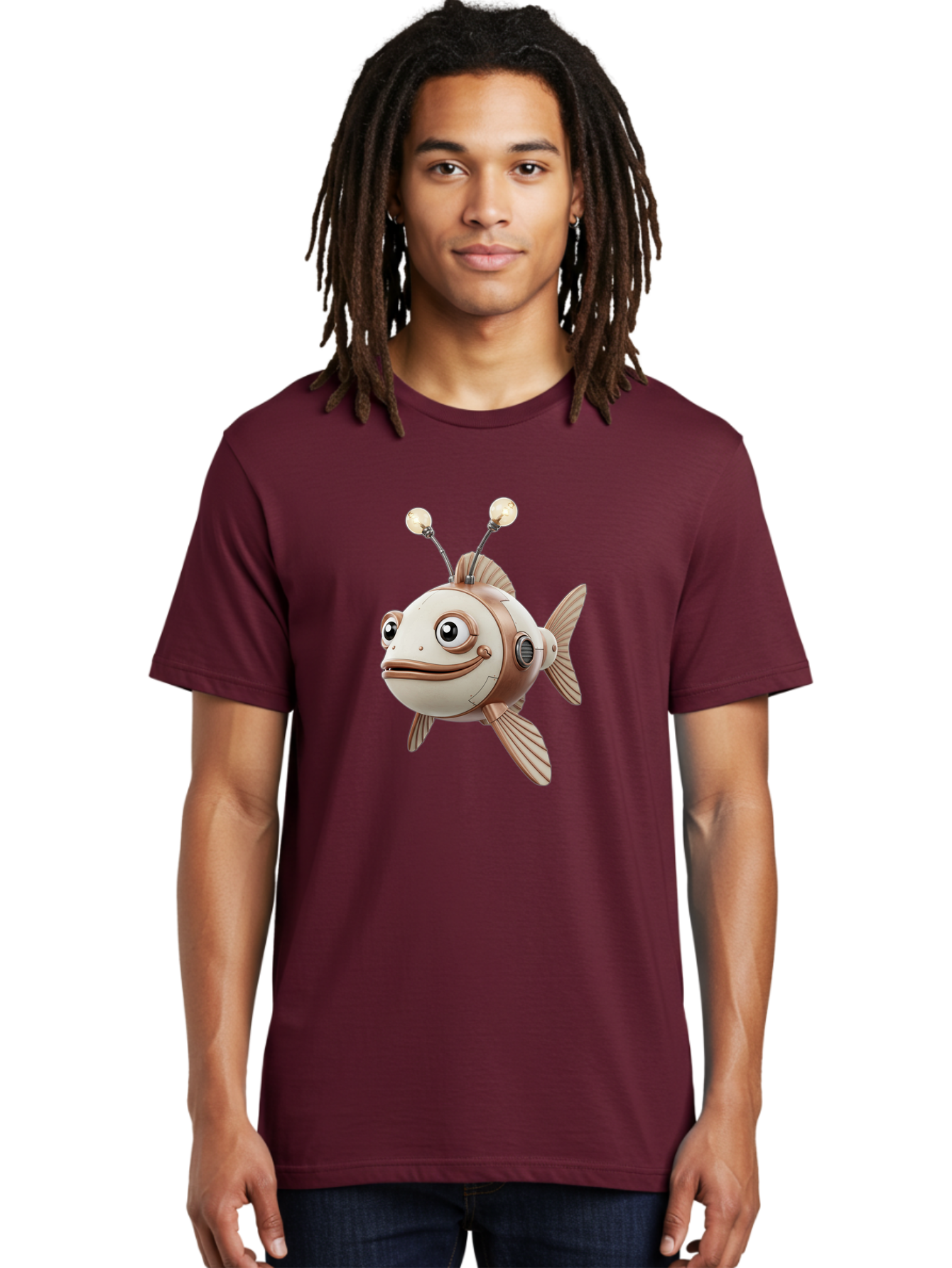 Robot-Fish-3 Men'S Graphic Tee, 100% Cotton, Comfortable Casual Summer Wear, Machine Washable, Vintage Camera, Old Camera, Antique Camera, Black Camera, Classic Photography, Photography Equipment, Nostalgic Device, Film Camera, Camera Art Baf471