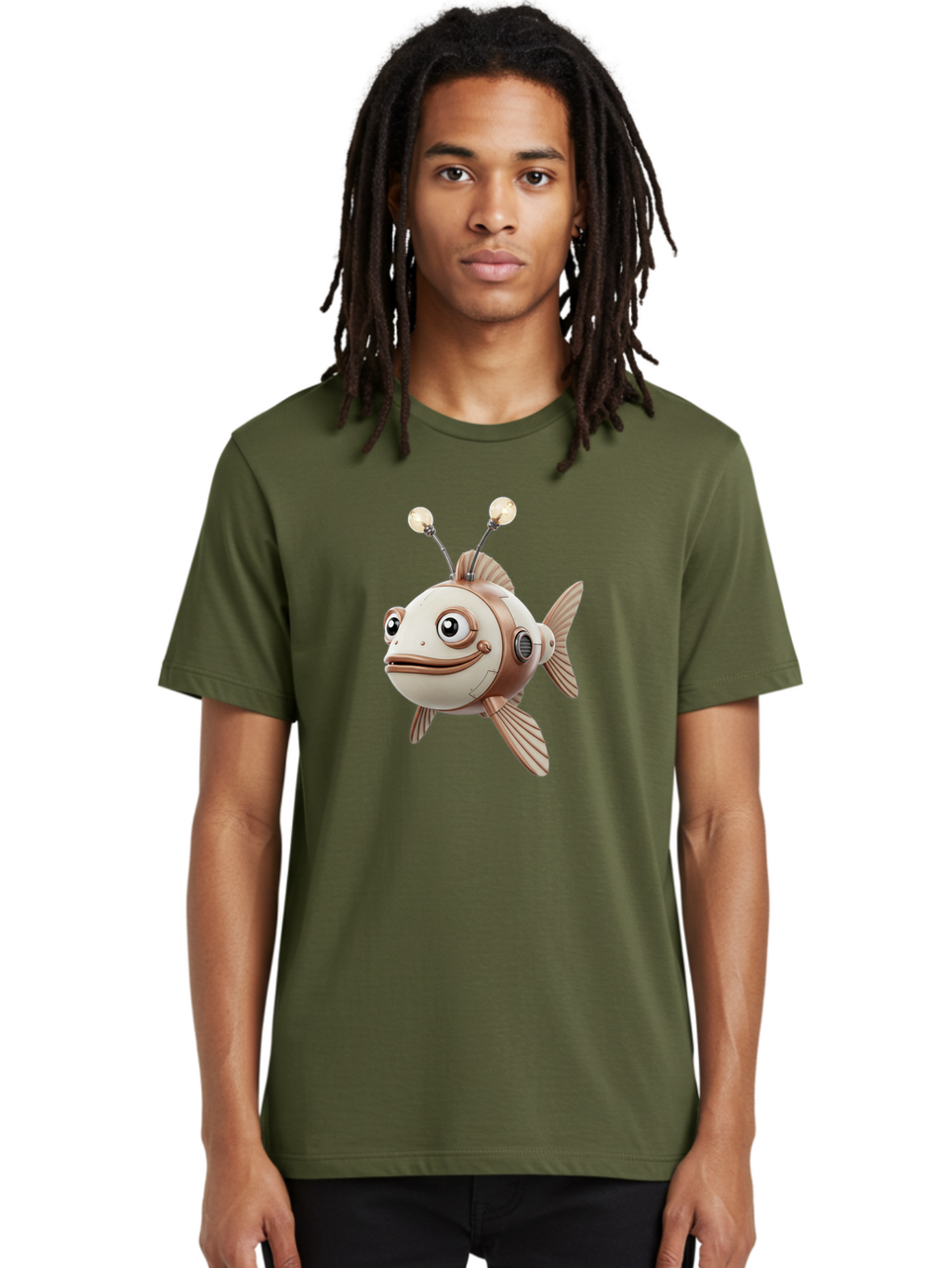 Robot-Fish-3 Men'S Graphic Tee, 100% Cotton, Comfortable Casual Summer Wear, Machine Washable, Vintage Camera, Old Camera, Antique Camera, Black Camera, Classic Photography, Photography Equipment, Nostalgic Device, Film Camera, Camera Art Baf471