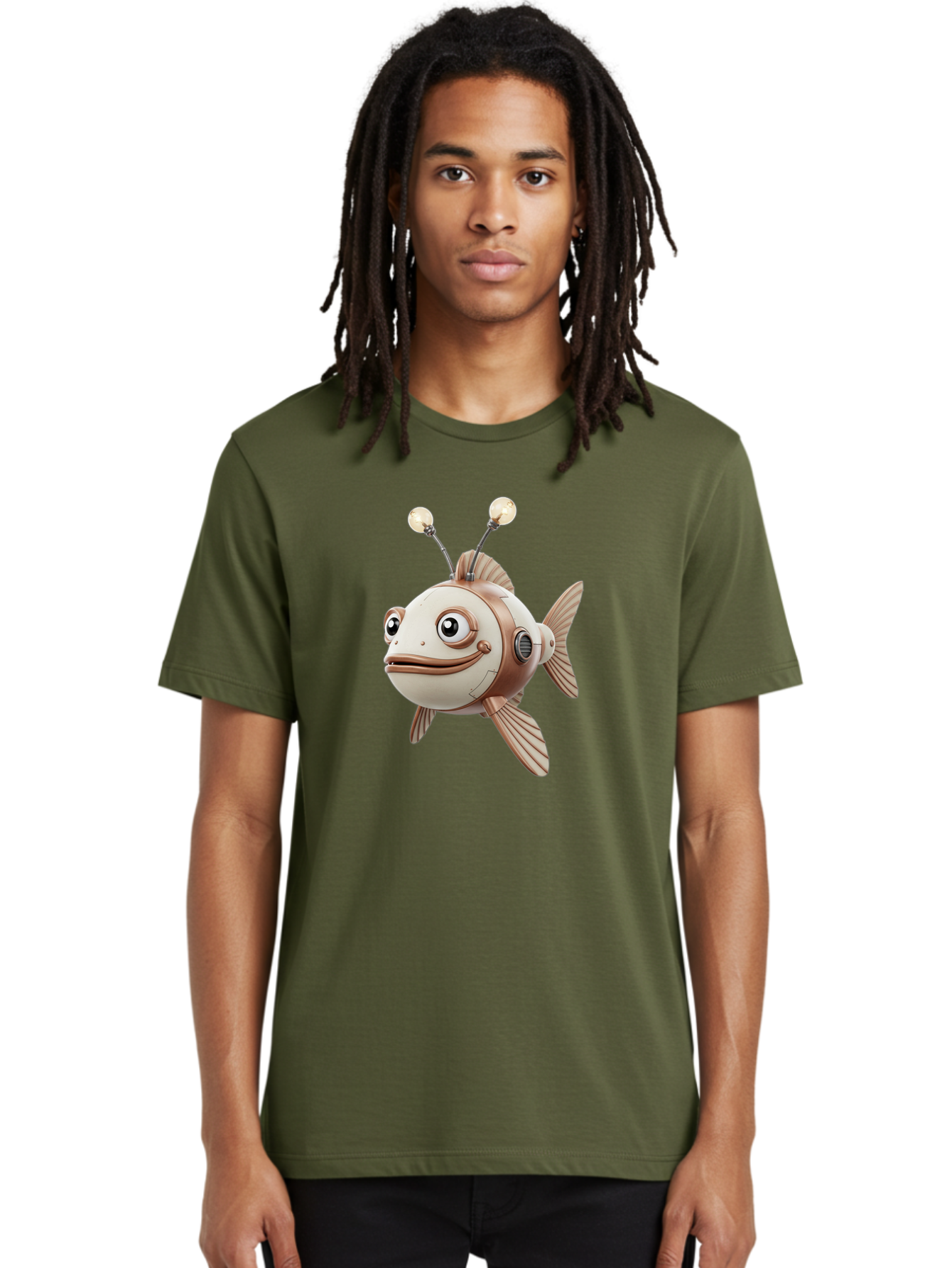 Robot-Fish-3 Men'S Graphic Tee, 100% Cotton, Comfortable Casual Summer Wear, Machine Washable, Vintage Camera, Old Camera, Antique Camera, Black Camera, Classic Photography, Photography Equipment, Nostalgic Device, Film Camera, Camera Art Baf471