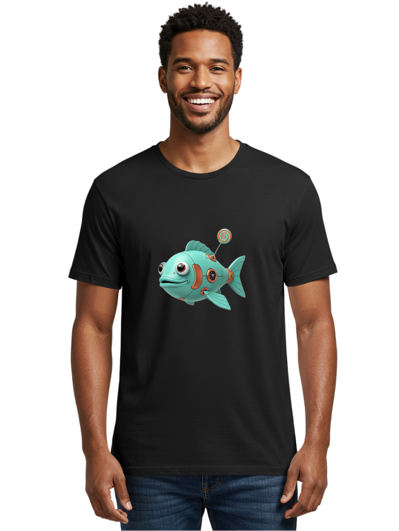 Robot-Fish-4 Men'S Graphic Tee, 100% Cotton, Comfortable Casual Summer Wear, Machine Washable, Vintage Camera, Old Camera, Antique Camera, Black Camera, Classic Photography, Photography Equipment, Nostalgic Device, Film Camera, Camera Art Baf472