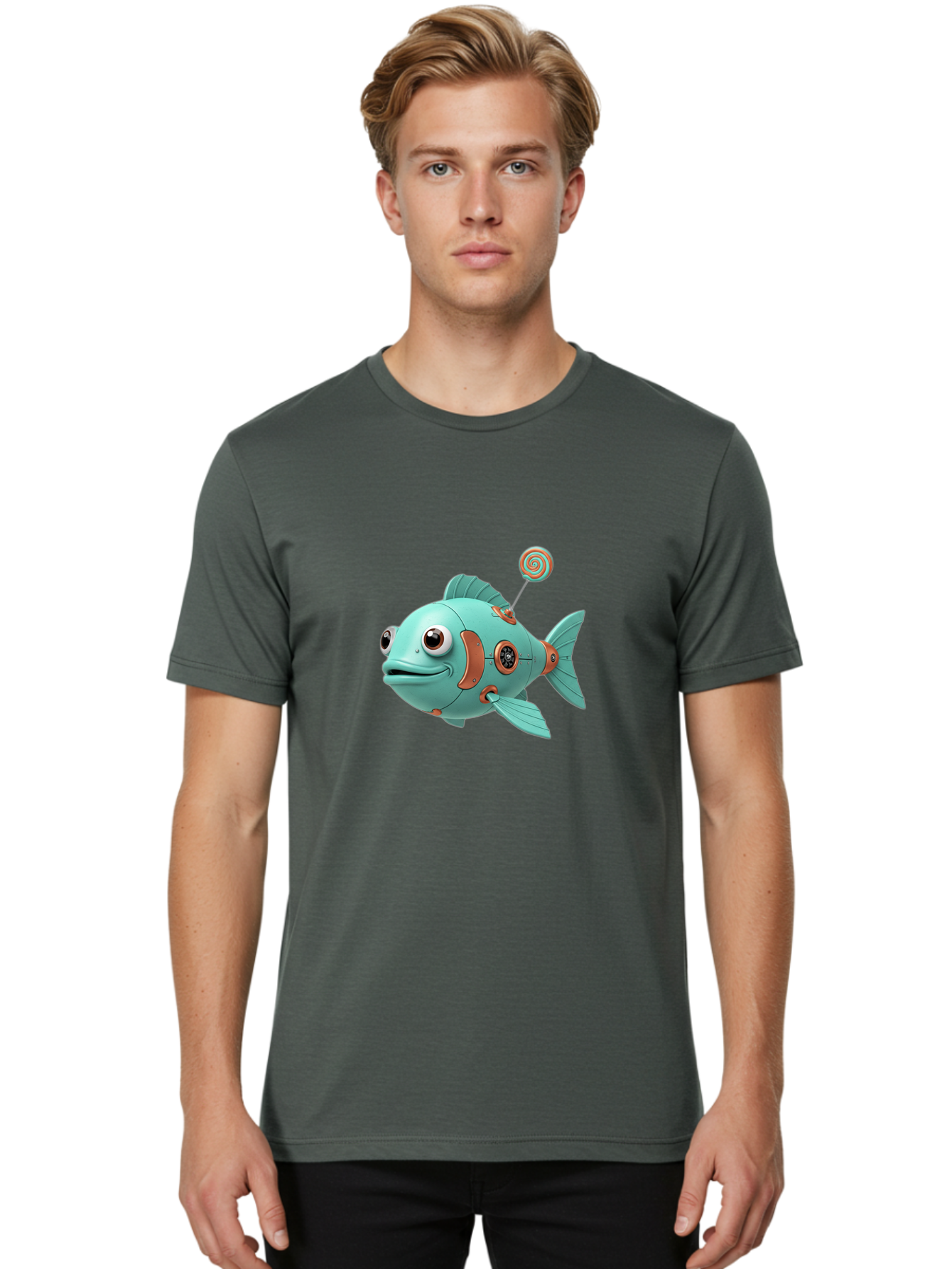 Robot-Fish-4 Men'S Graphic Tee, 100% Cotton, Comfortable Casual Summer Wear, Machine Washable, Vintage Camera, Old Camera, Antique Camera, Black Camera, Classic Photography, Photography Equipment, Nostalgic Device, Film Camera, Camera Art Baf472