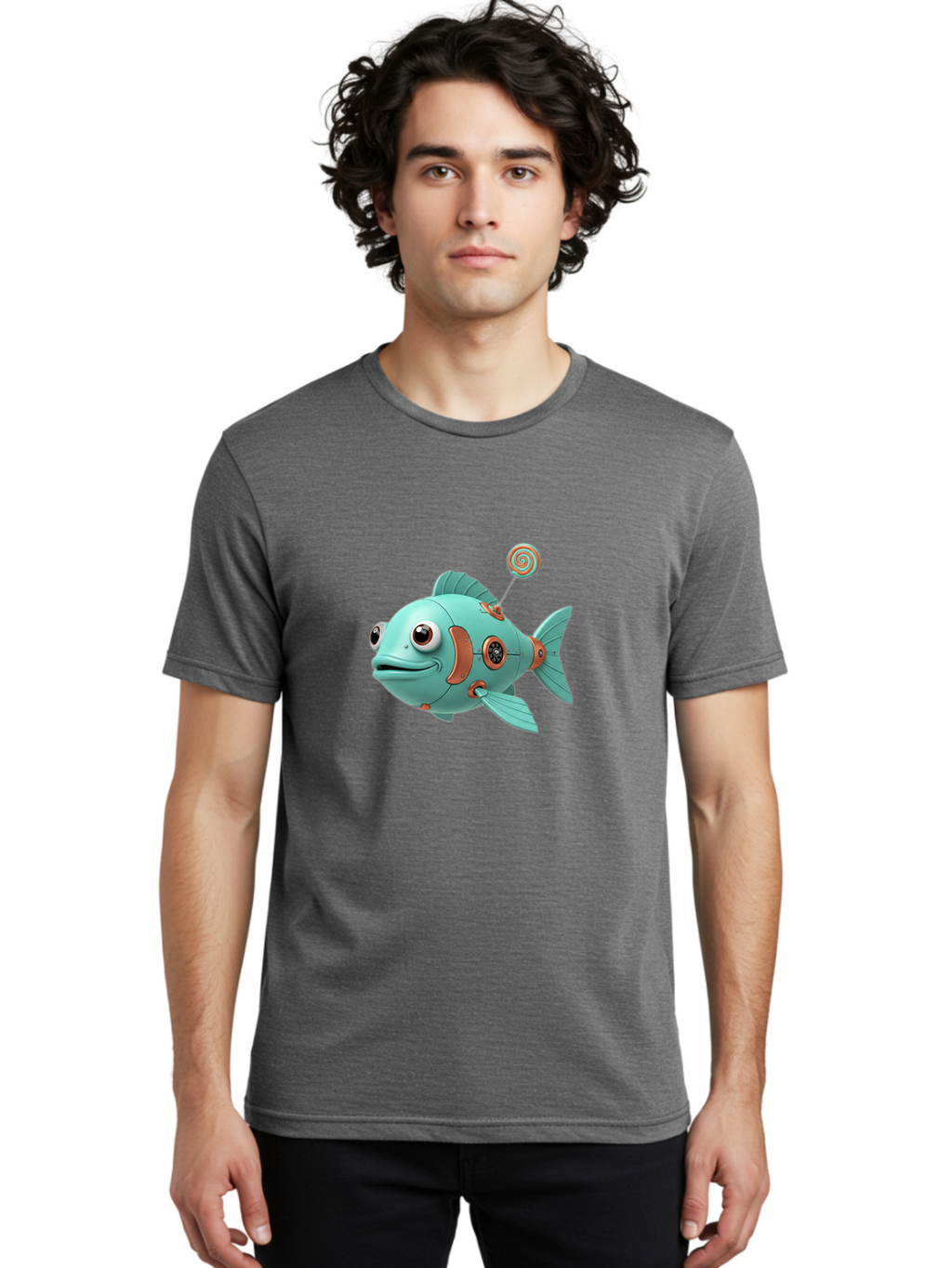Robot-Fish-4 Men'S Graphic Tee, 100% Cotton, Comfortable Casual Summer Wear, Machine Washable, Vintage Camera, Old Camera, Antique Camera, Black Camera, Classic Photography, Photography Equipment, Nostalgic Device, Film Camera, Camera Art Baf472
