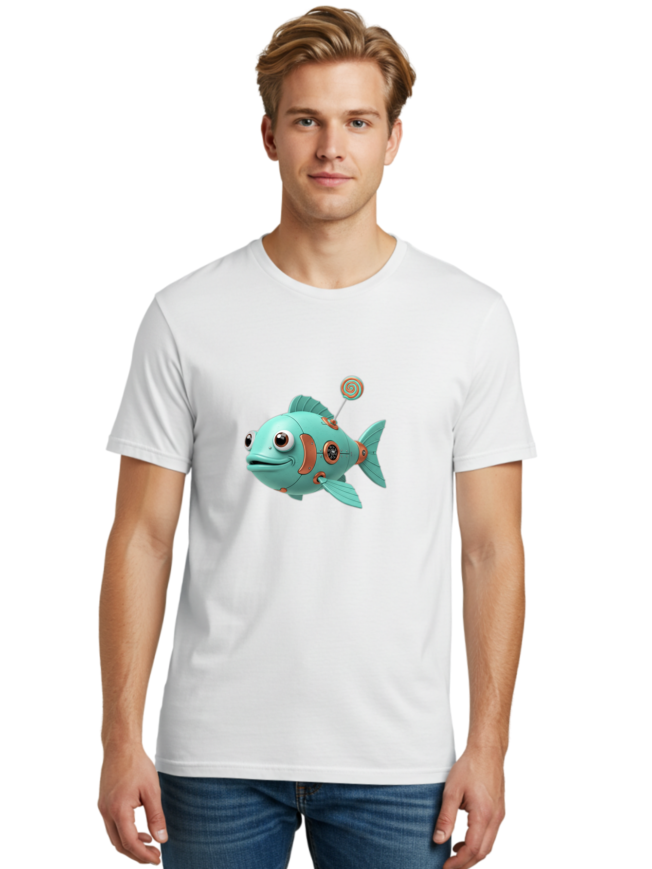 Robot-Fish-4 Men'S Graphic Tee, 100% Cotton, Comfortable Casual Summer Wear, Machine Washable, Vintage Camera, Old Camera, Antique Camera, Black Camera, Classic Photography, Photography Equipment, Nostalgic Device, Film Camera, Camera Art Baf472
