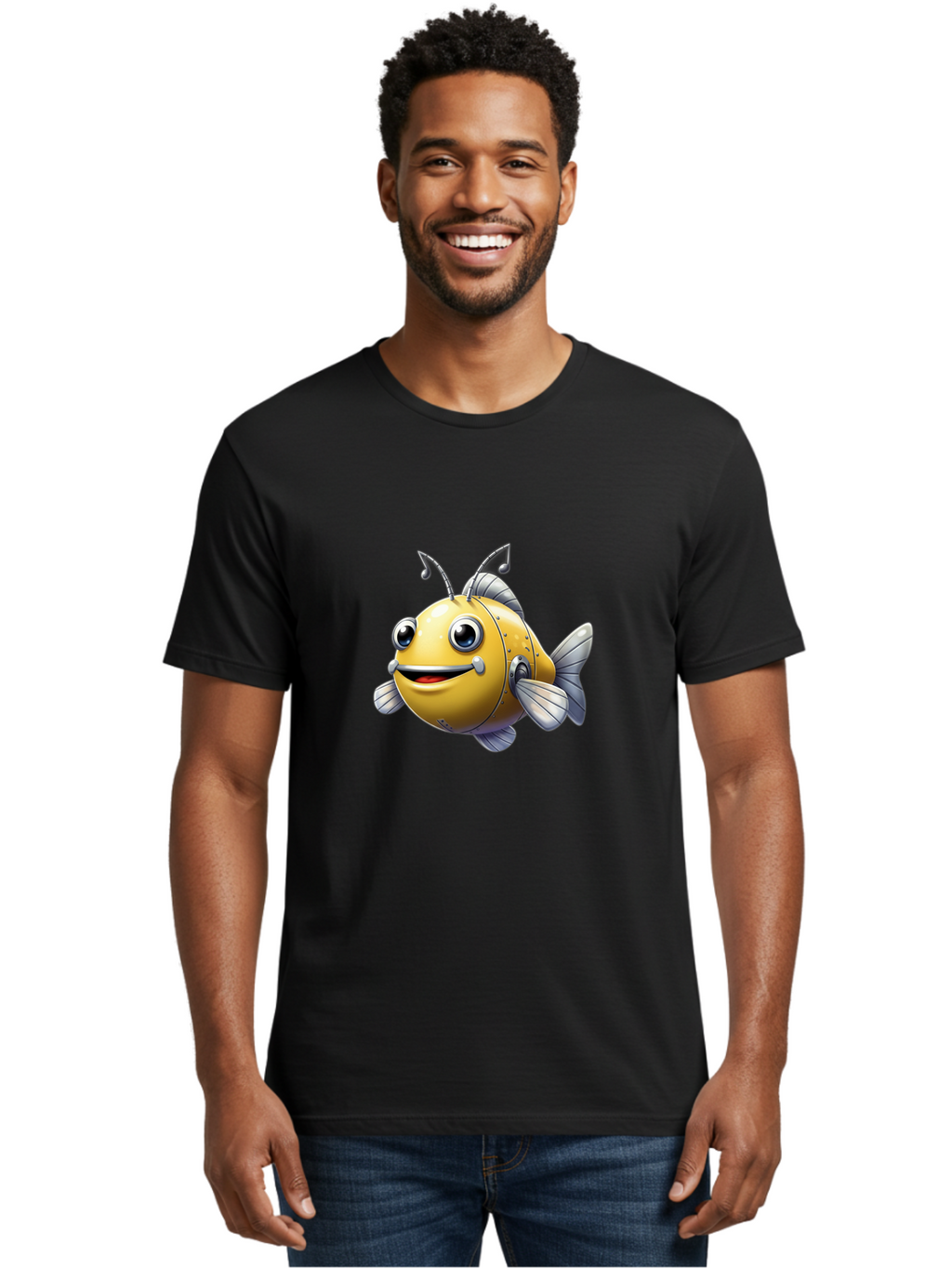 Robot-Fish-5 Men'S Graphic Tee, 100% Cotton, Comfortable Casual Summer Wear, Machine Washable, Vintage Camera, Old Camera, Antique Camera, Black Camera, Classic Photography, Photography Equipment, Nostalgic Device, Film Camera, Camera Art Baf473