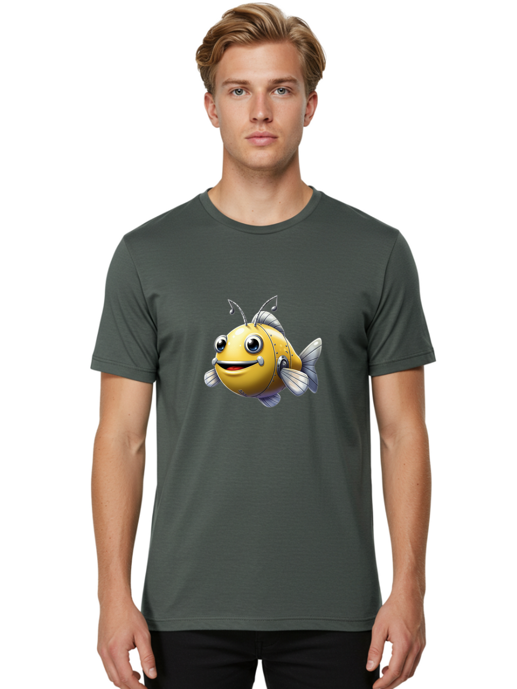 Robot-Fish-5 Men'S Graphic Tee, 100% Cotton, Comfortable Casual Summer Wear, Machine Washable, Vintage Camera, Old Camera, Antique Camera, Black Camera, Classic Photography, Photography Equipment, Nostalgic Device, Film Camera, Camera Art Baf473