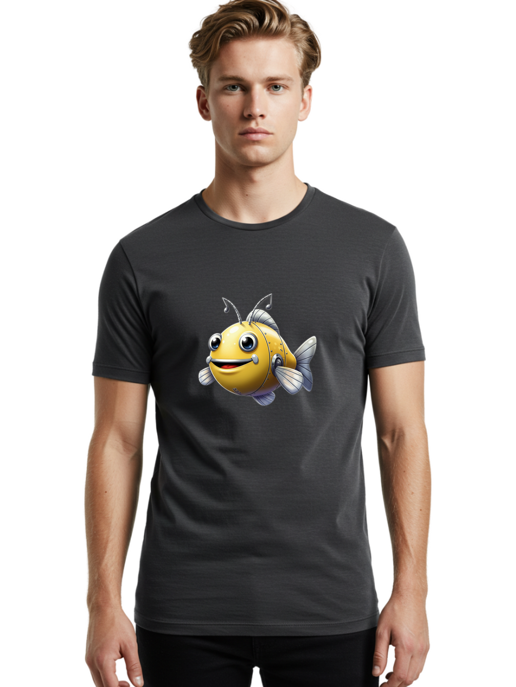 Robot-Fish-5 Men'S Graphic Tee, 100% Cotton, Comfortable Casual Summer Wear, Machine Washable, Vintage Camera, Old Camera, Antique Camera, Black Camera, Classic Photography, Photography Equipment, Nostalgic Device, Film Camera, Camera Art Baf473
