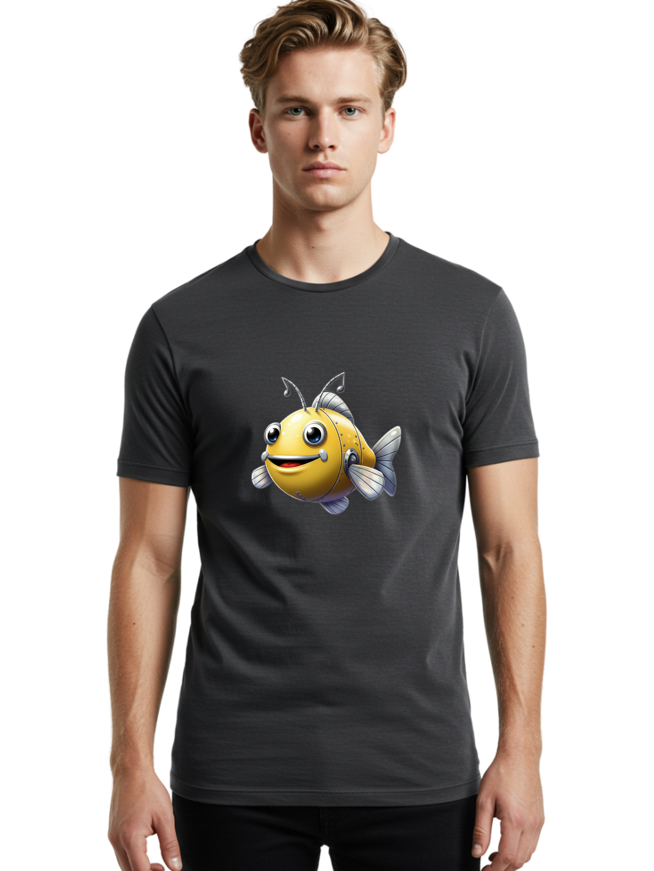 Robot-Fish-5 Men'S Graphic Tee, 100% Cotton, Comfortable Casual Summer Wear, Machine Washable, Vintage Camera, Old Camera, Antique Camera, Black Camera, Classic Photography, Photography Equipment, Nostalgic Device, Film Camera, Camera Art Baf473