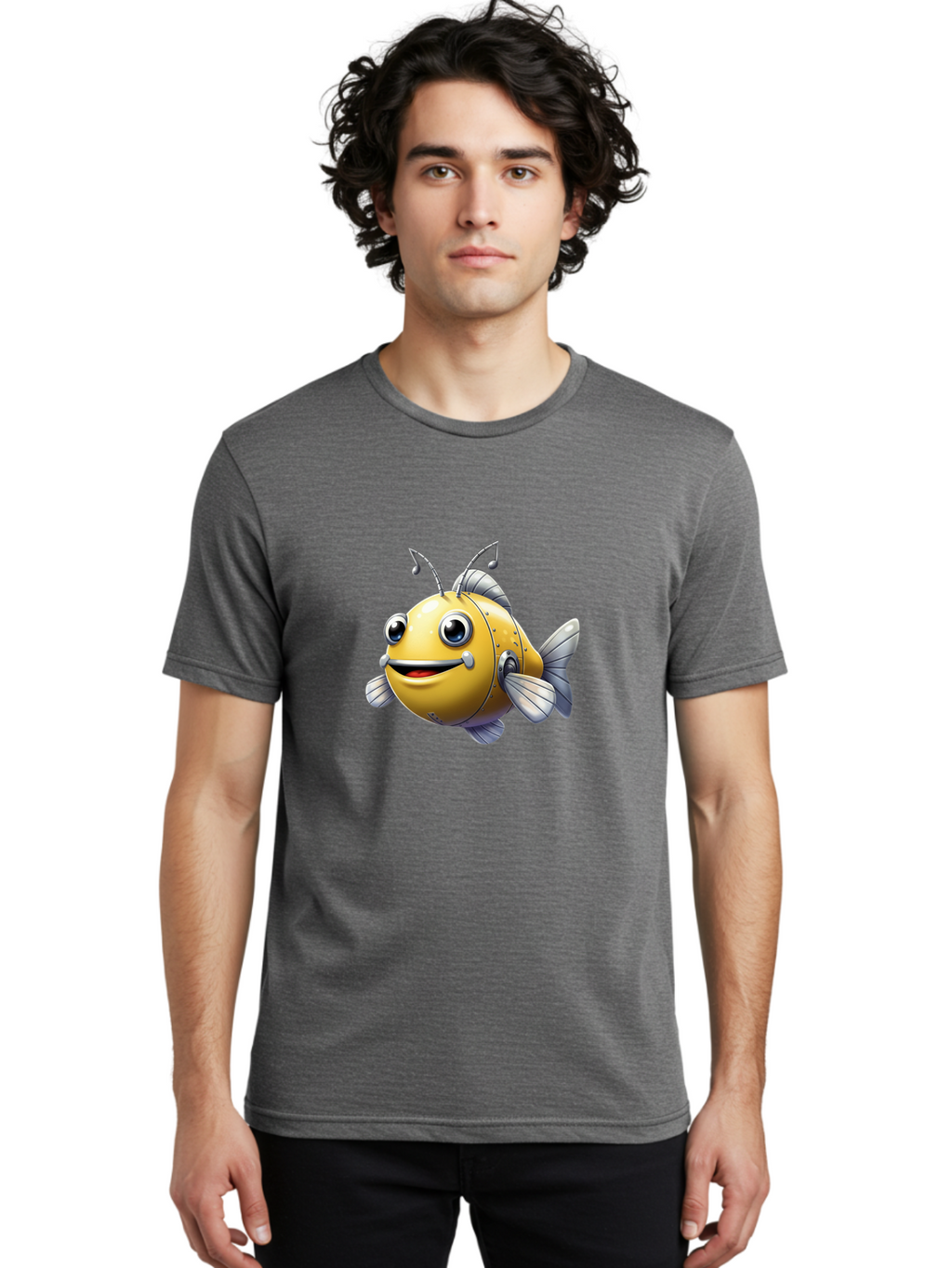 Robot-Fish-5 Men'S Graphic Tee, 100% Cotton, Comfortable Casual Summer Wear, Machine Washable, Vintage Camera, Old Camera, Antique Camera, Black Camera, Classic Photography, Photography Equipment, Nostalgic Device, Film Camera, Camera Art Baf473